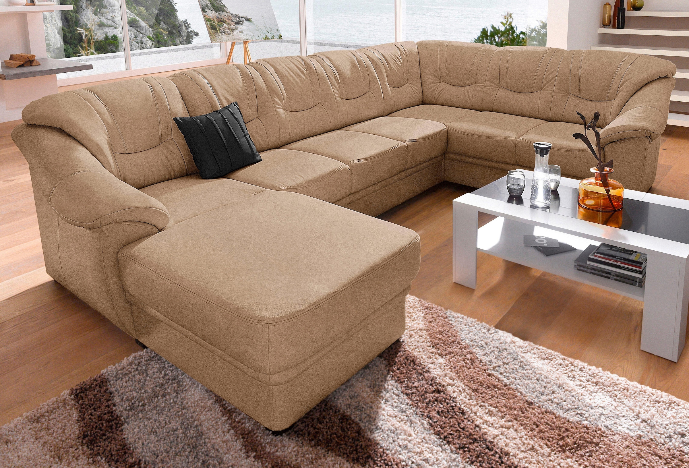 sit&more Wohnlandschaft »Savona U-Form, B: 320 cm« optional Bettfunktion, Federkern