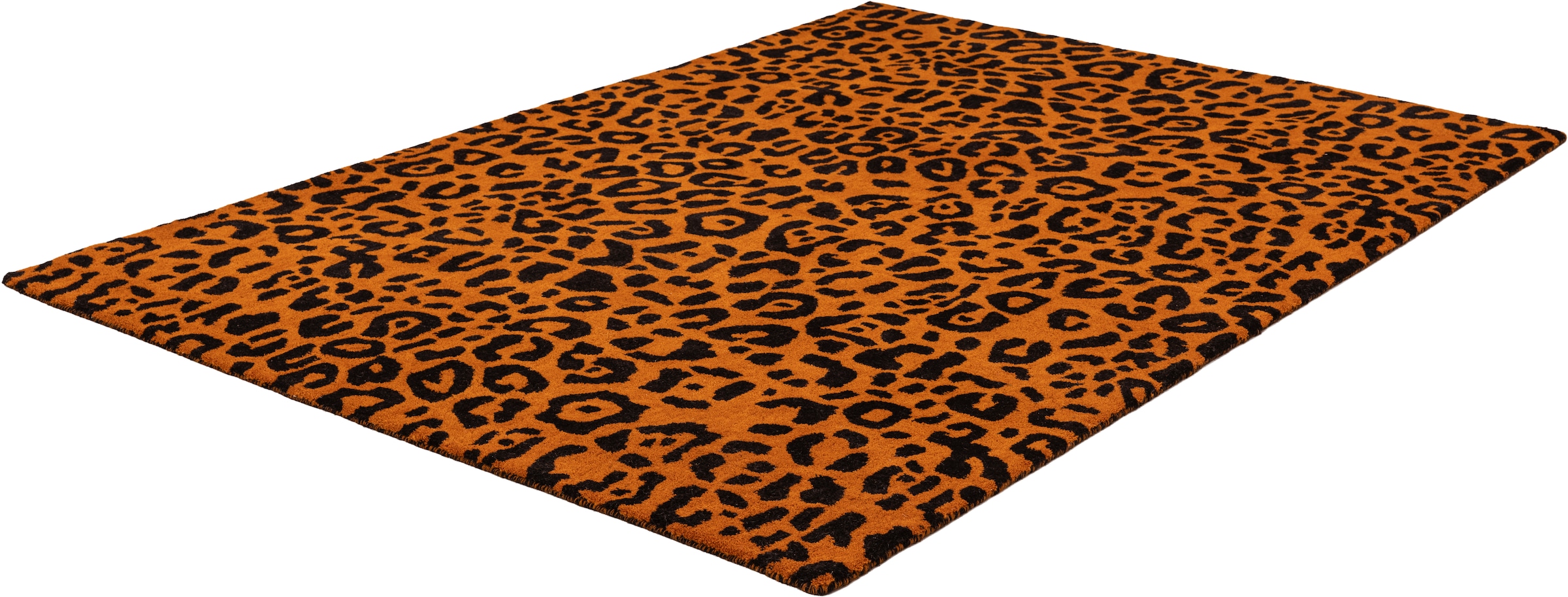 GOODproduct Tapis en laine »Gabbo Leo, Leopardenmuster, handgearbeitet« Rectangulaire 14 mm Höhe reine Wolle, Uni, Wohnzimmer, Schlafzimmer, Esszimmer