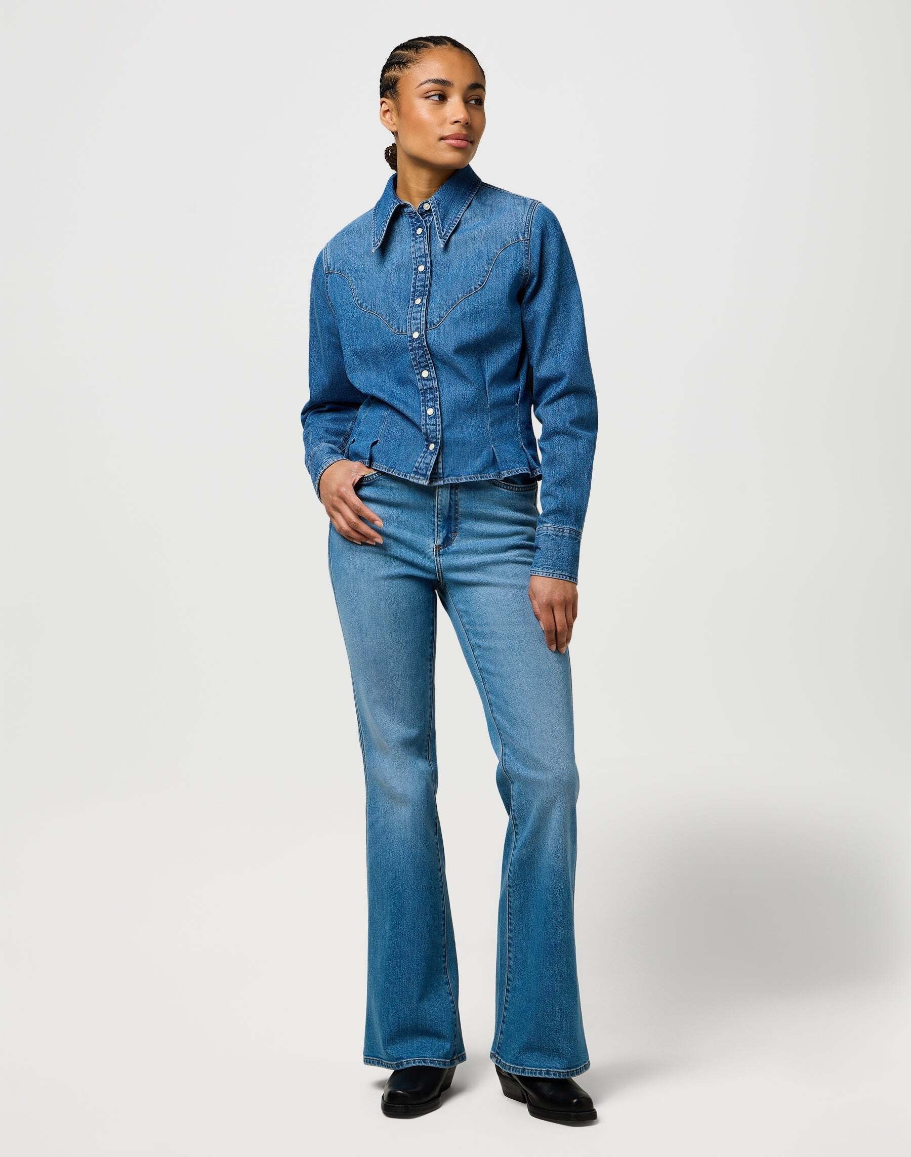 Wrangler Blouse en jean »WRANGLER Jeanshemd Femme Peplum Shirt«