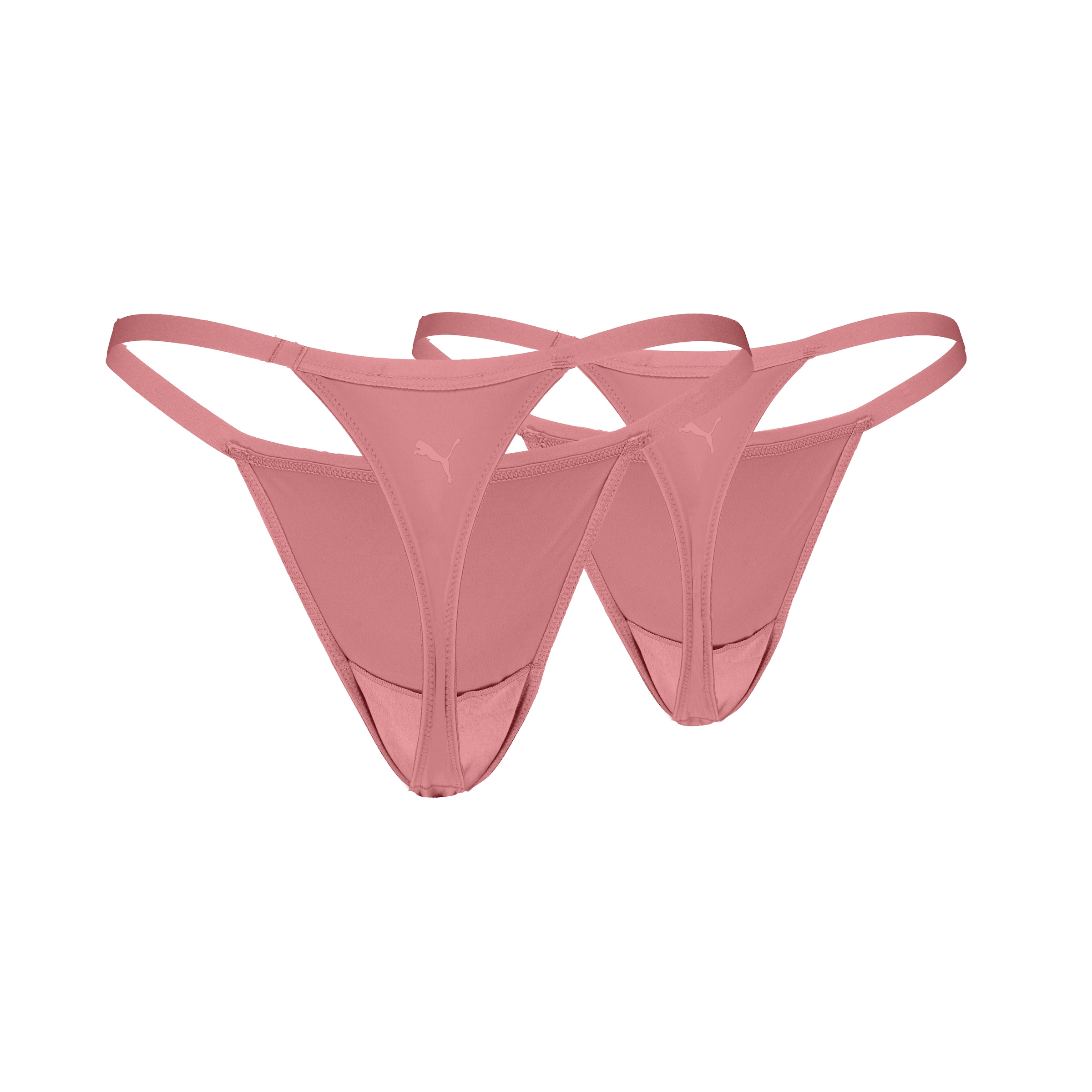 PUMA String »PUMA WOMEN MICROFIBER TANGA STRINGS 2P« avec ceinture élastique, impression logo au dos, design taille mi-haute