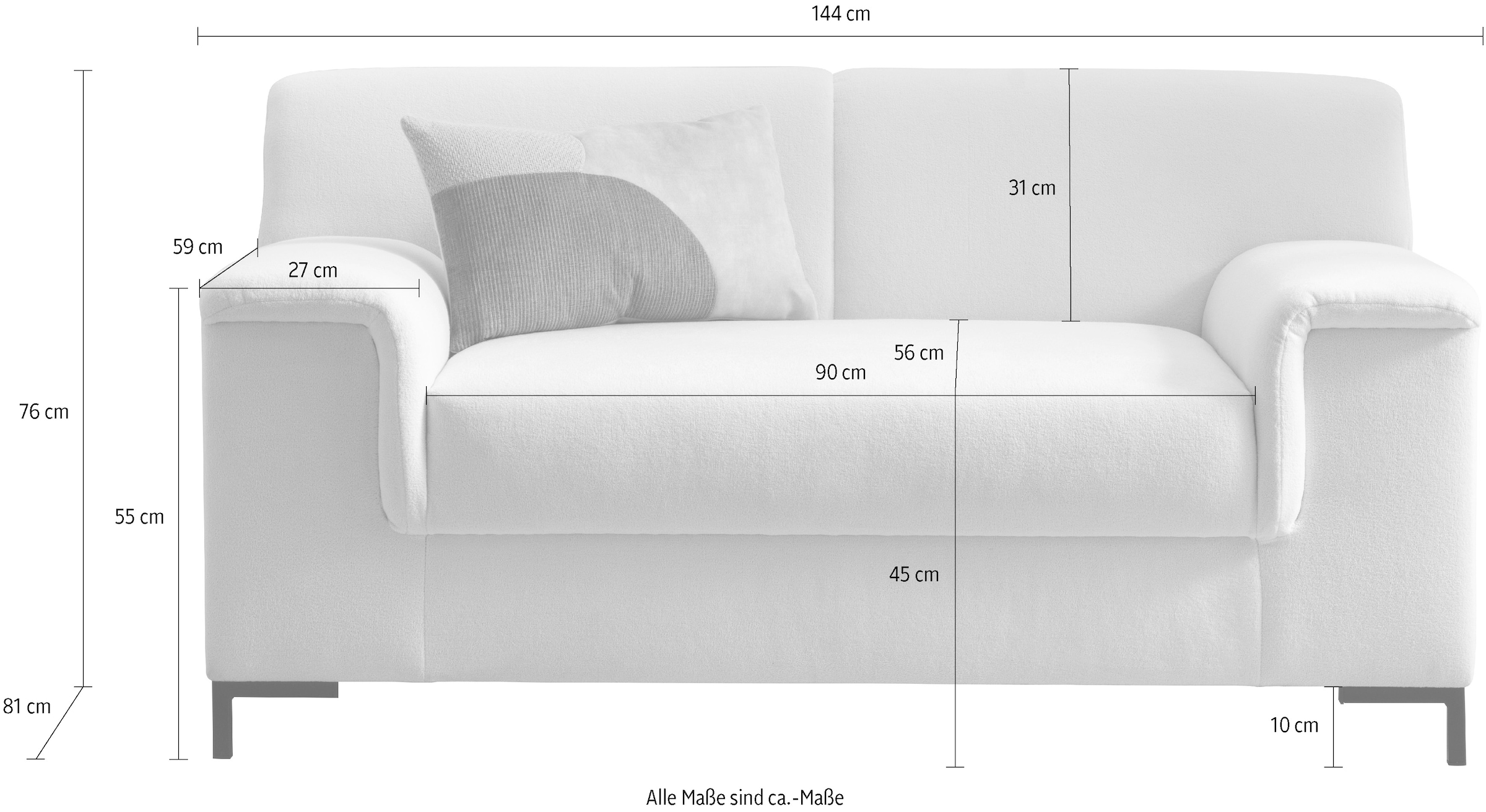 Home affaire 1,5 siège »Jamie 2  B/T/H: 144/81/76 cm, auch in Cord« zeitlos, modern, mit komfortablem Federkern