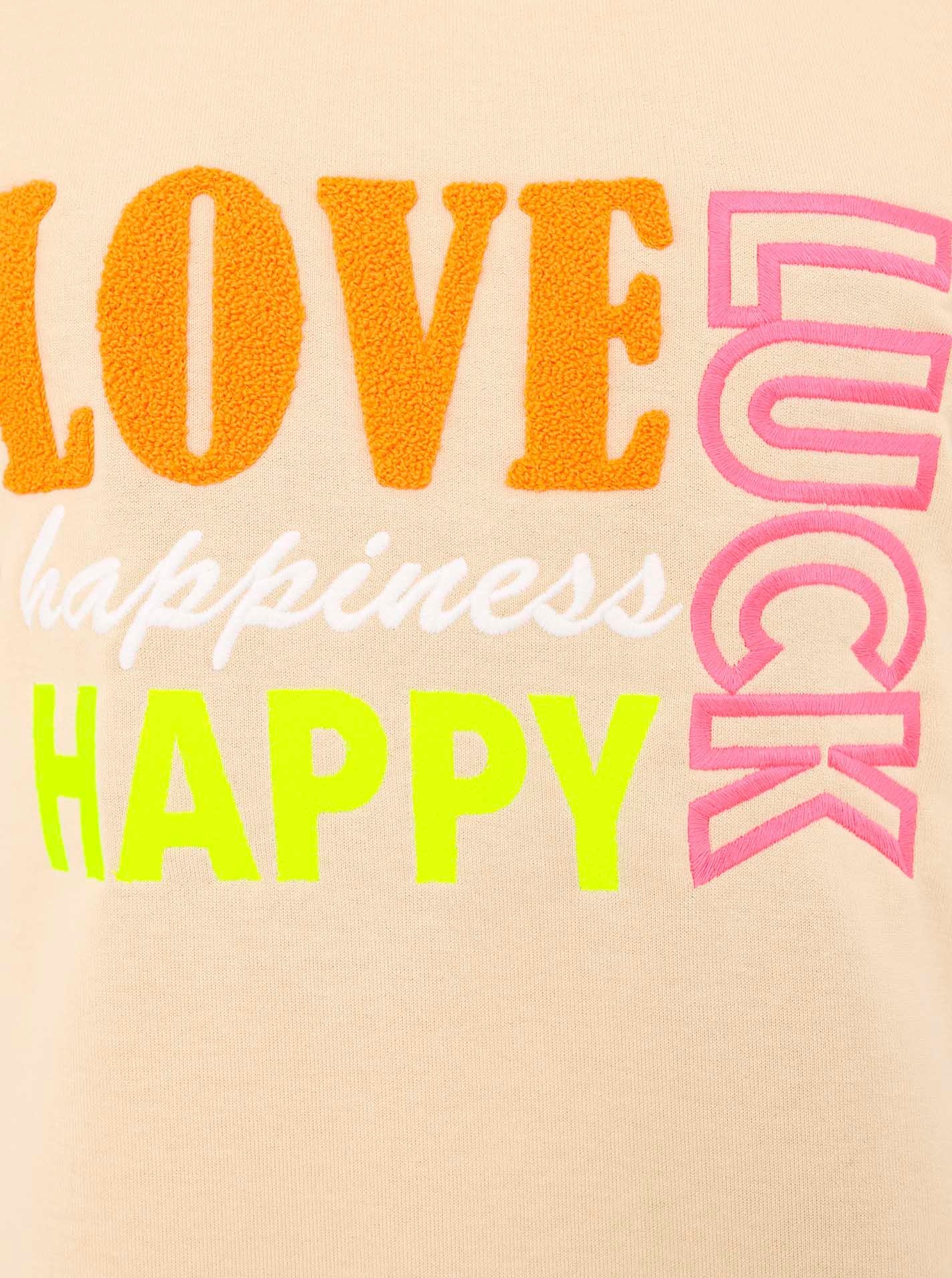 Zwillingsherz Pull »"Love Luck Happy"«, mit Used-Look Kanten und fröhlicher Stickerei
