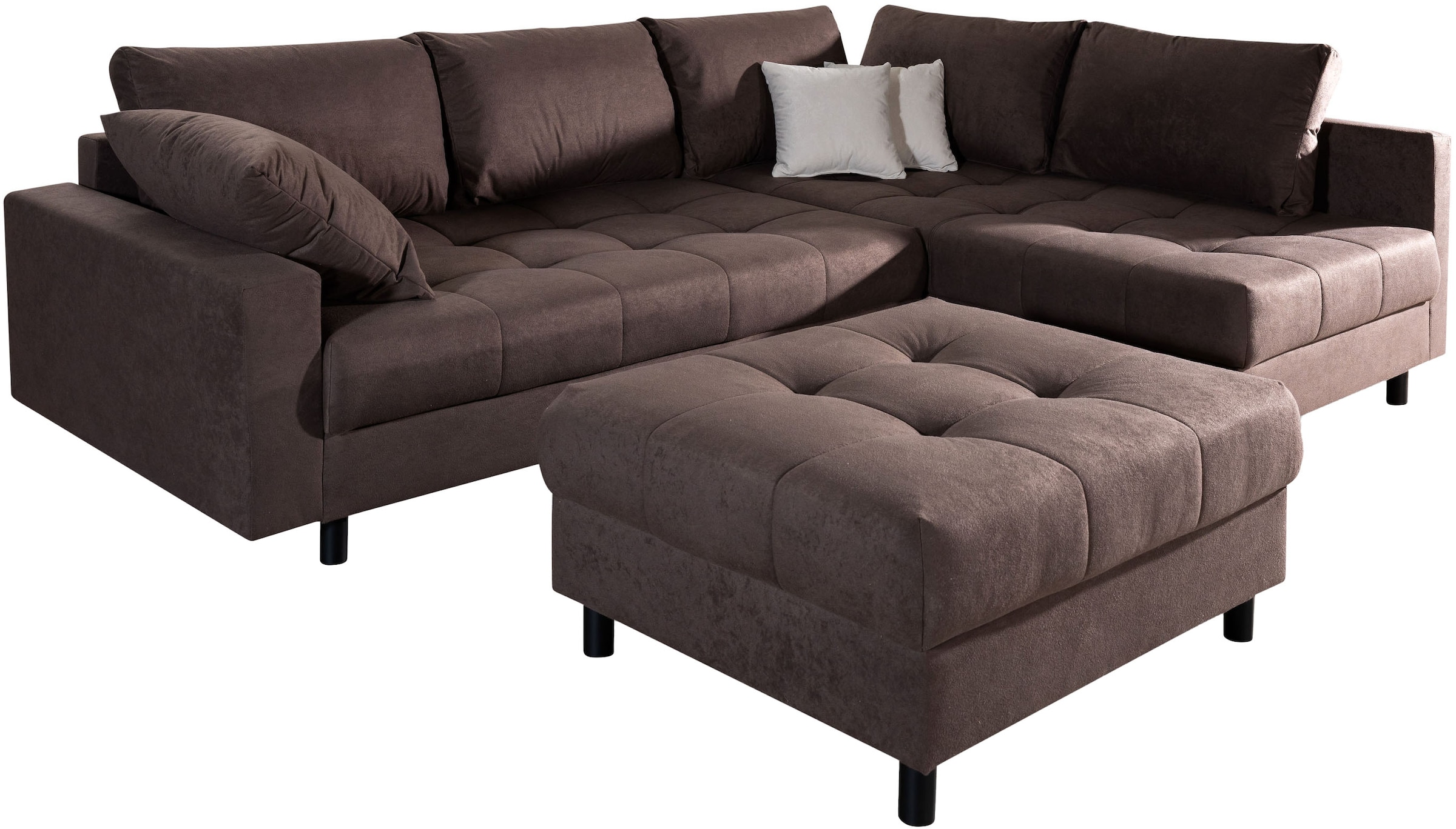 COLLECTION AB Ecksofa »Toni XL L-Form 274 cm Set inkl. Hocker« Set: Sofa & Hocker, 2 Zierkissen, Bonell-Federkern