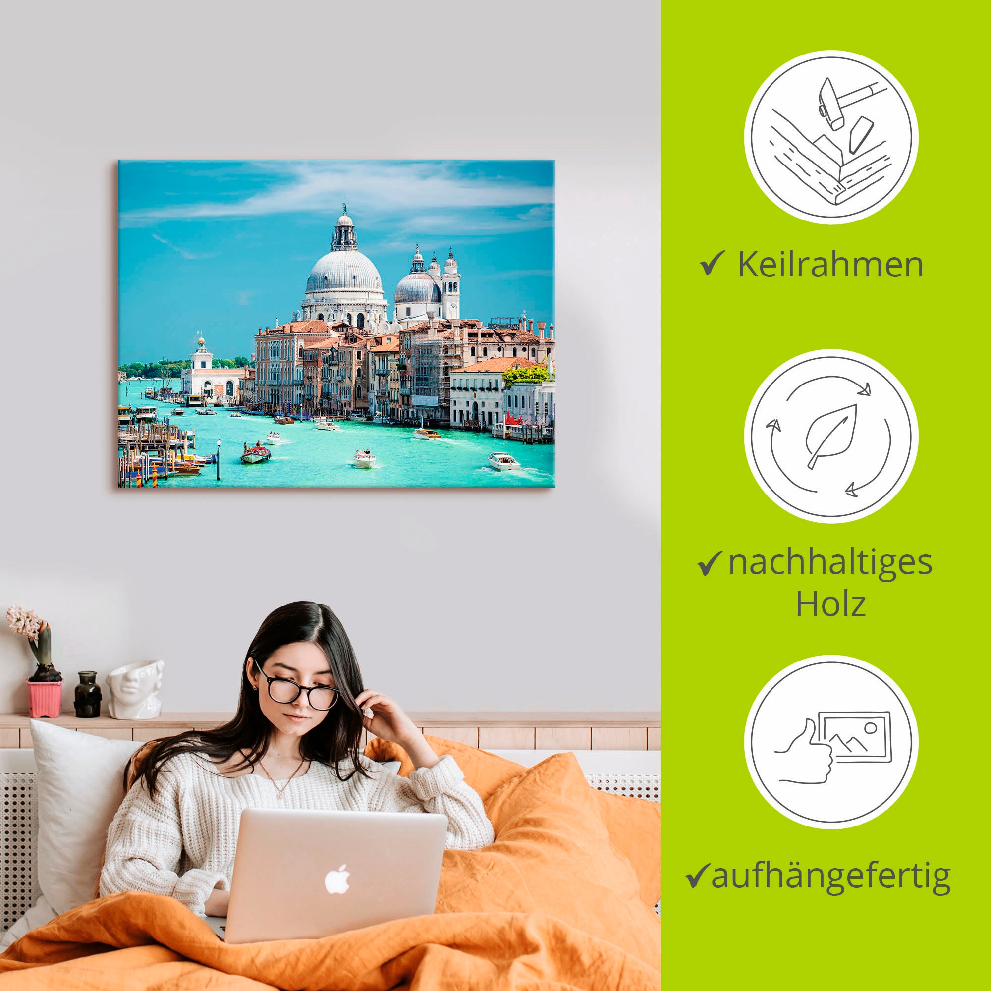 Artland Leinwandbild »Venedig« Italien 1 Stk. tlg. auf Holzrahmen gespannt