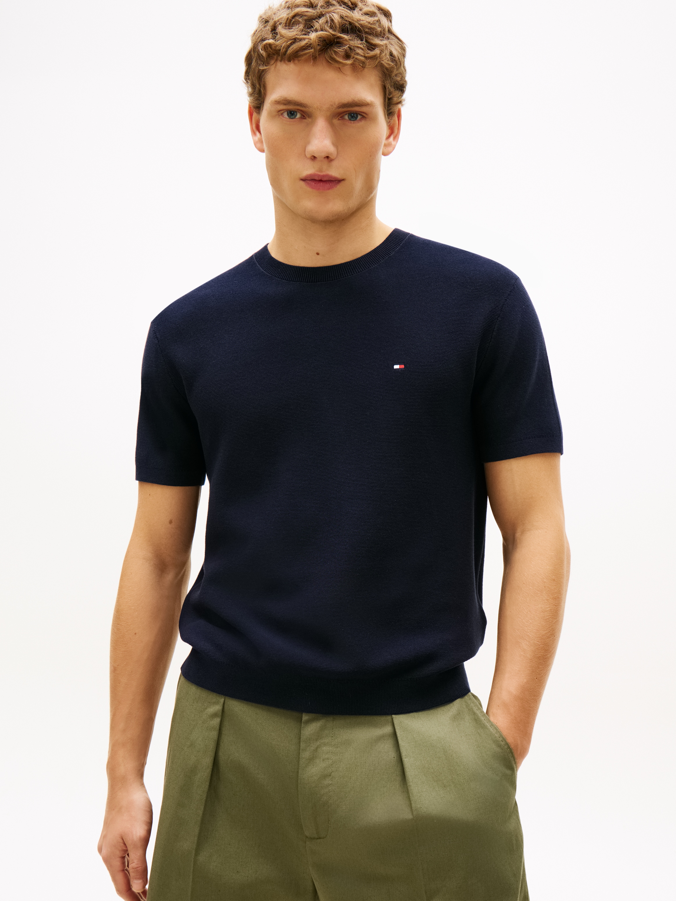 Tommy Hilfiger Kurzarmpullover »COOL TOUCH STRUCTURE« Relaxed Fit, aus Strick