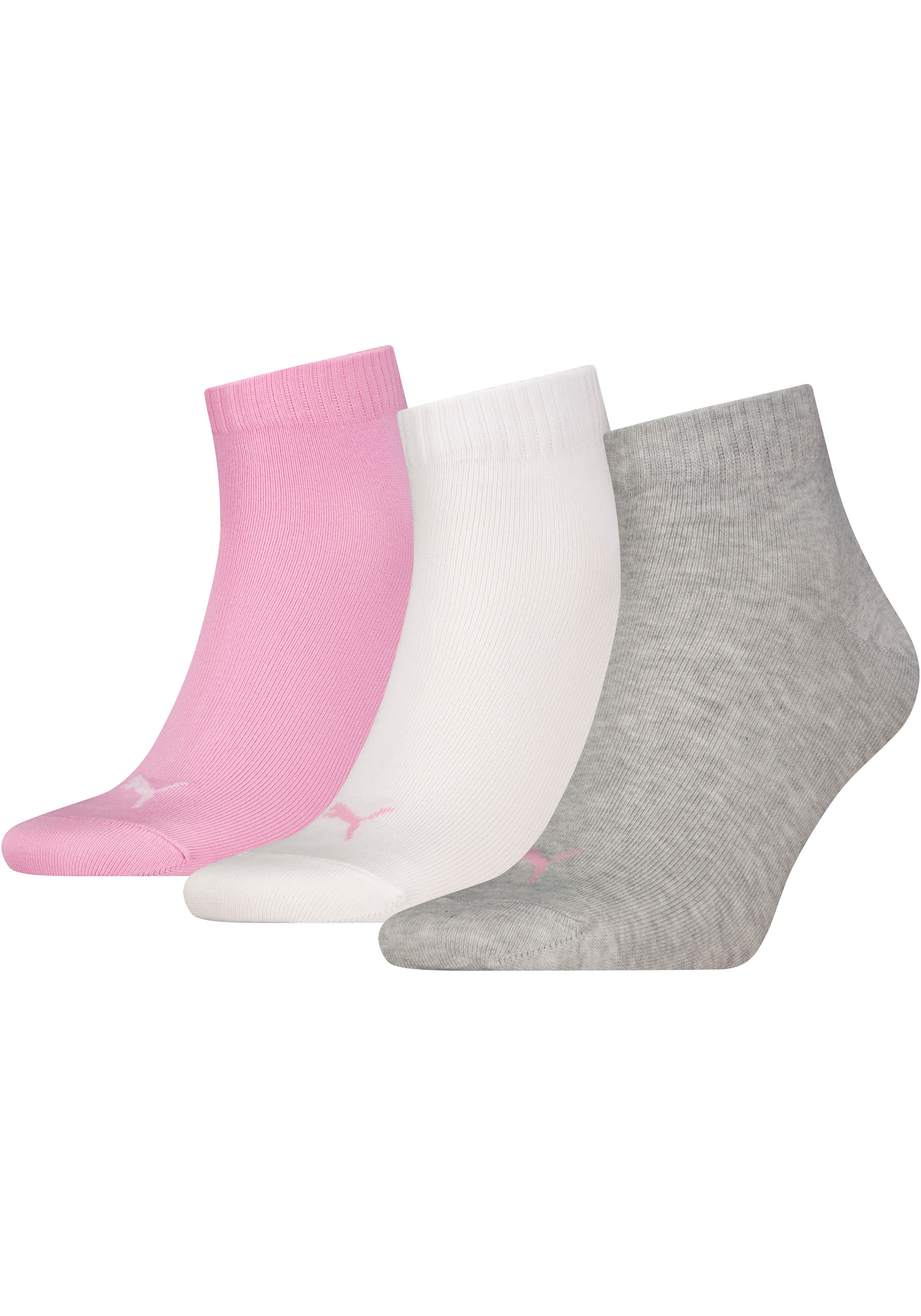 PUMA Chaussettes courtes »PUMA UNISEX QUARTER PLAIN 3P« 3 Paar, 3 Couple tlg. Atmungsaktiv, Rippenbündchen, weiche Baumwollmischung