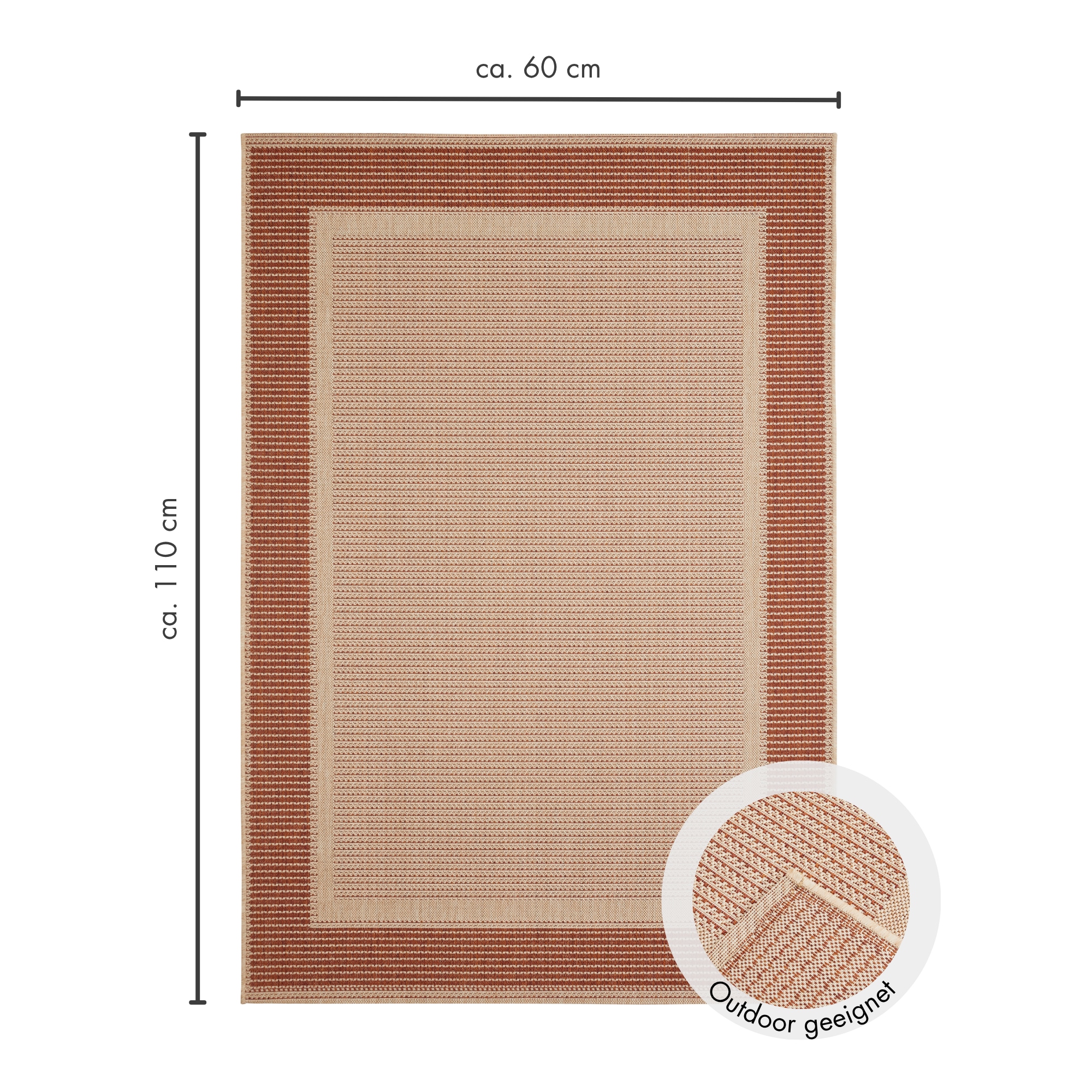 Andiamo Tapis »ARIZONA 2« Rectangulaire 5 mm Höhe Flachgewebe, mit Bordüre, In- und Outdoor geeignet, wetterfest