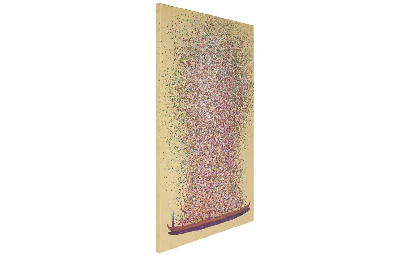 Kare Design Wandbild »Touched Flower Boat 100 x 80 cm, Gold/Pink«