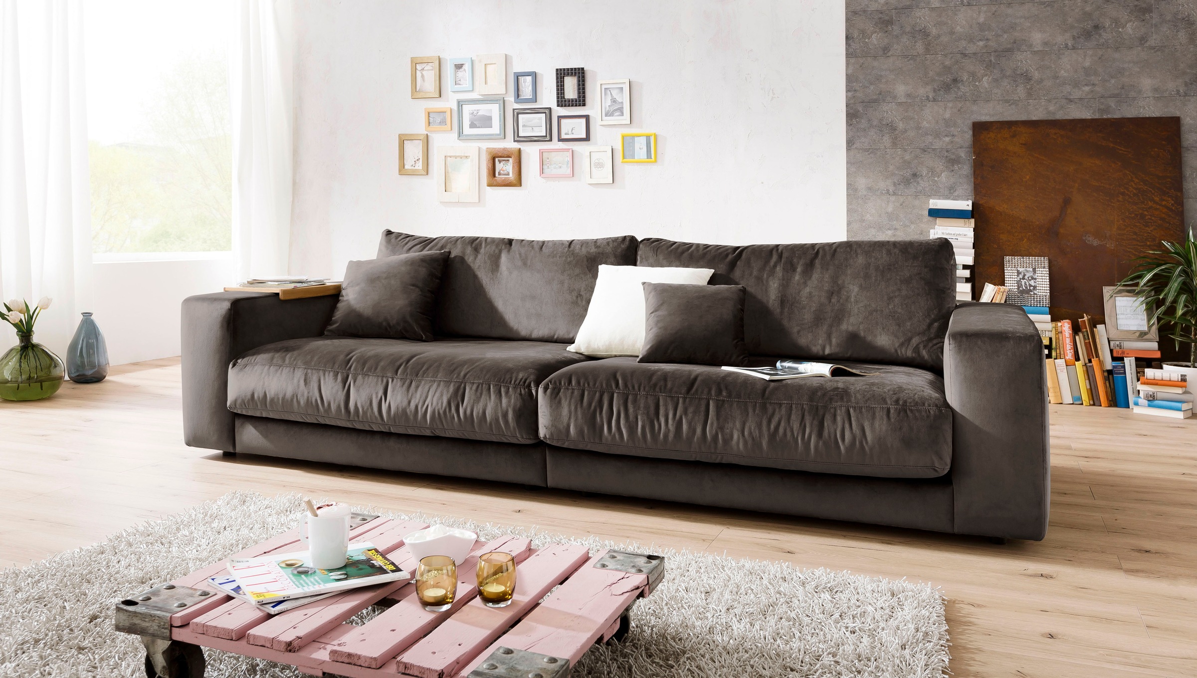 3C Candy Canapé Big »Enisa II« incl. 1 coussin volant, au choix avec housse anti-taches Easy care