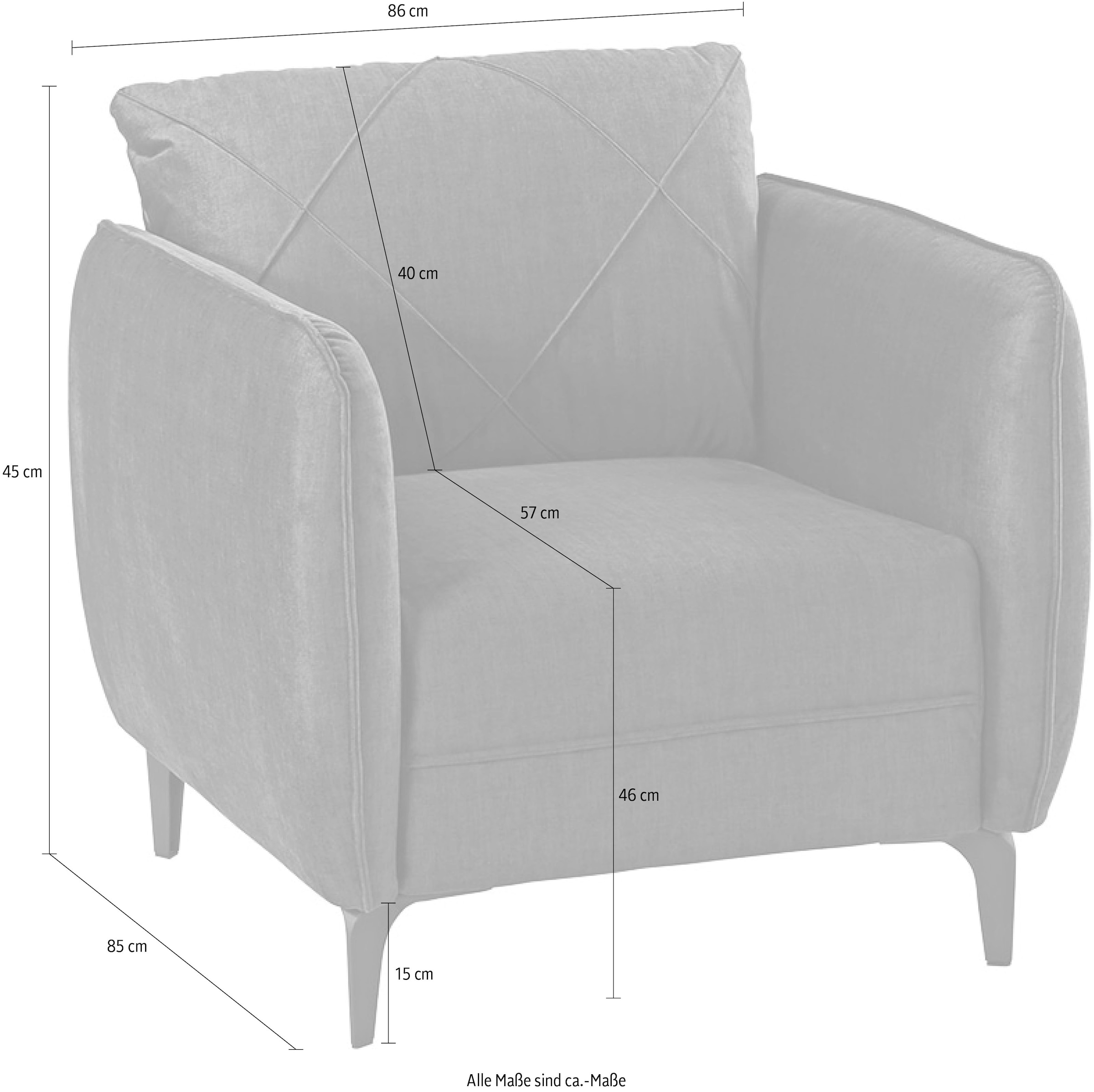 Jockenhöfer Gruppe Sessel »Novara« mit attraktiver Steppung, Rauten-Biesennähte, frei im Raum stellbar