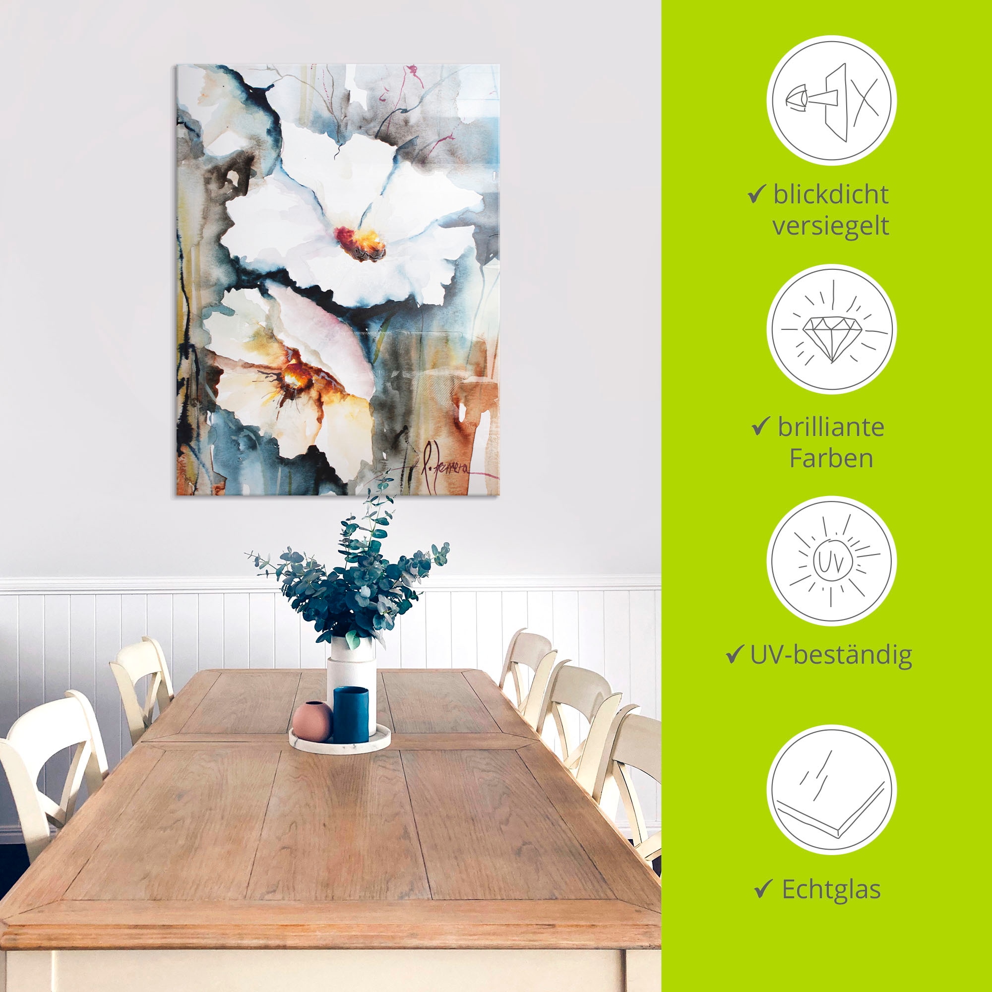 Artland Glasbild »Aquasblüten II« Blumen 1 Stk. tlg. in verschiedenen Grössen