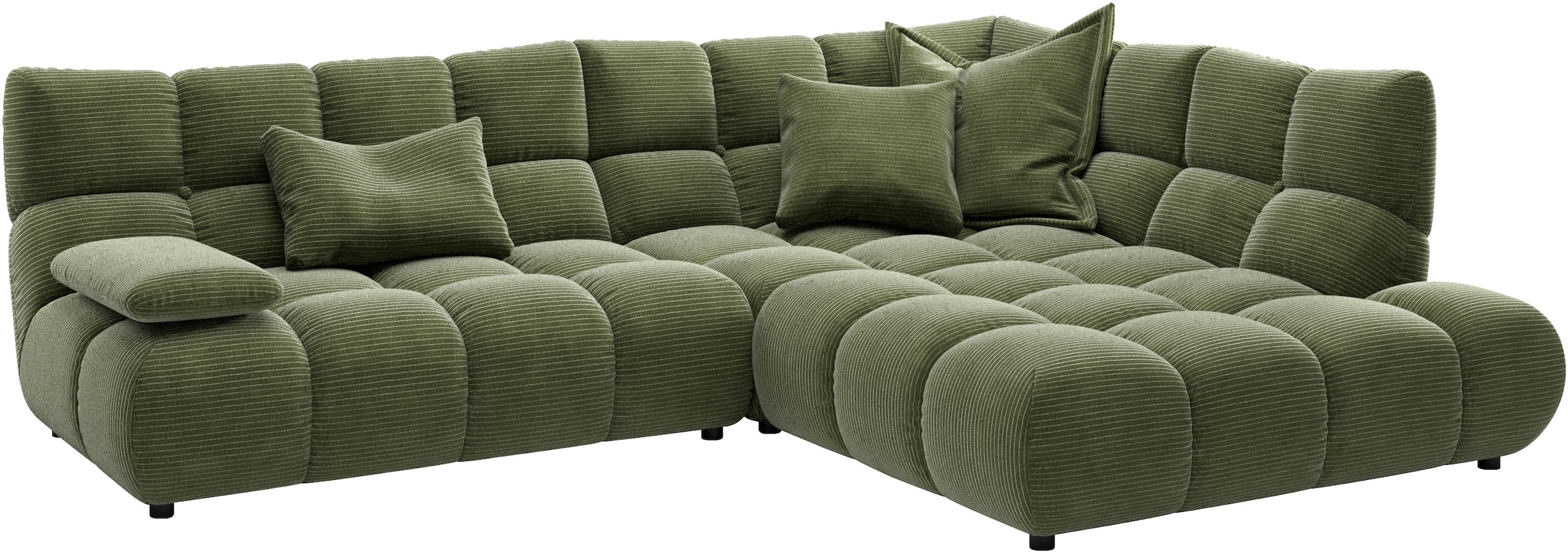 Home affaire Canapé d'angle »Cozy Bubble, mit klappbarer Armlehne, Breite 289 cm« avec matelassage élégant, housse intégrale & rembourrage doux