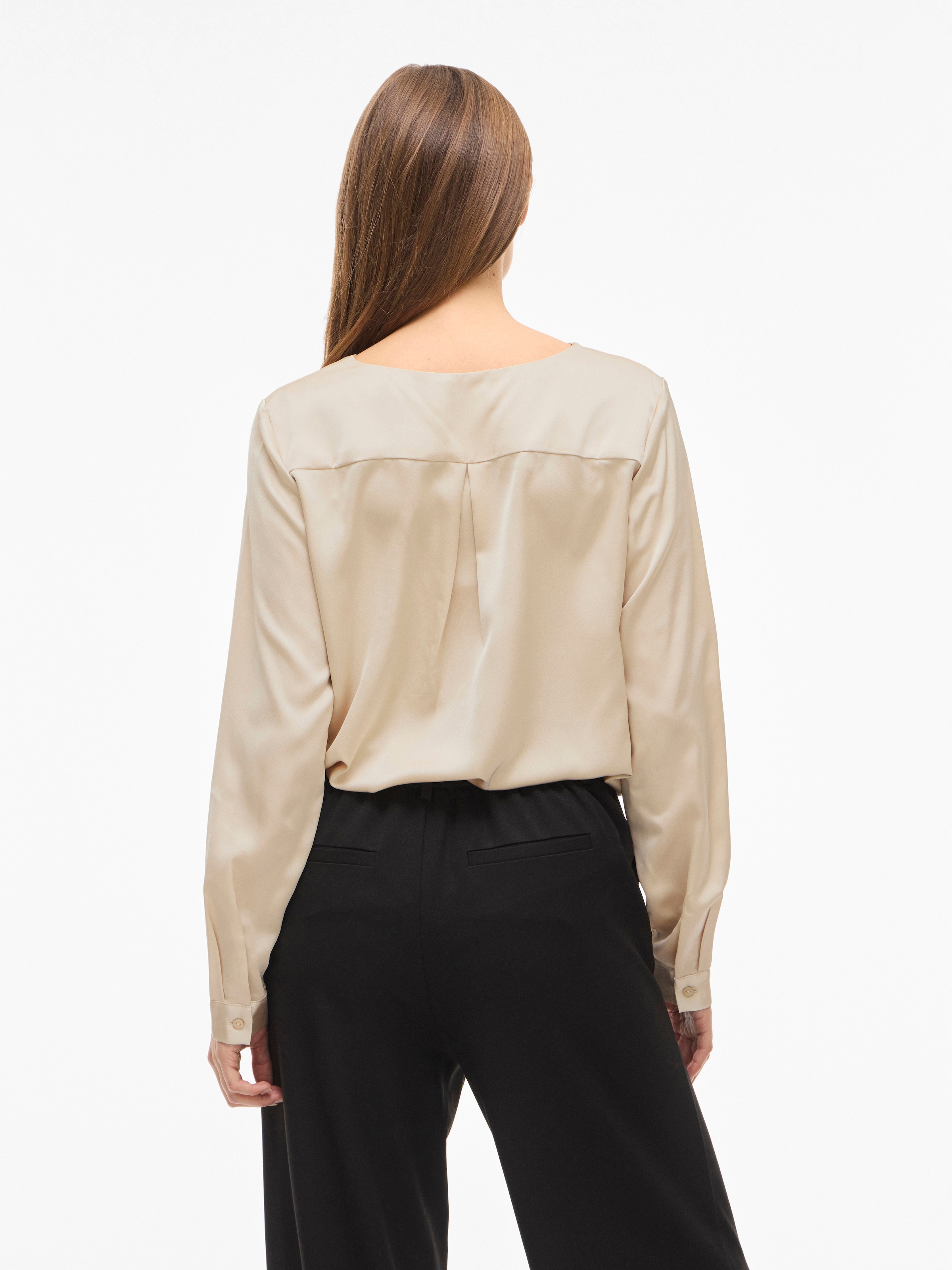 Vila Blouse chemise »VIELLETTE V-NECK L/S SATIN SHIRT - NOOS«