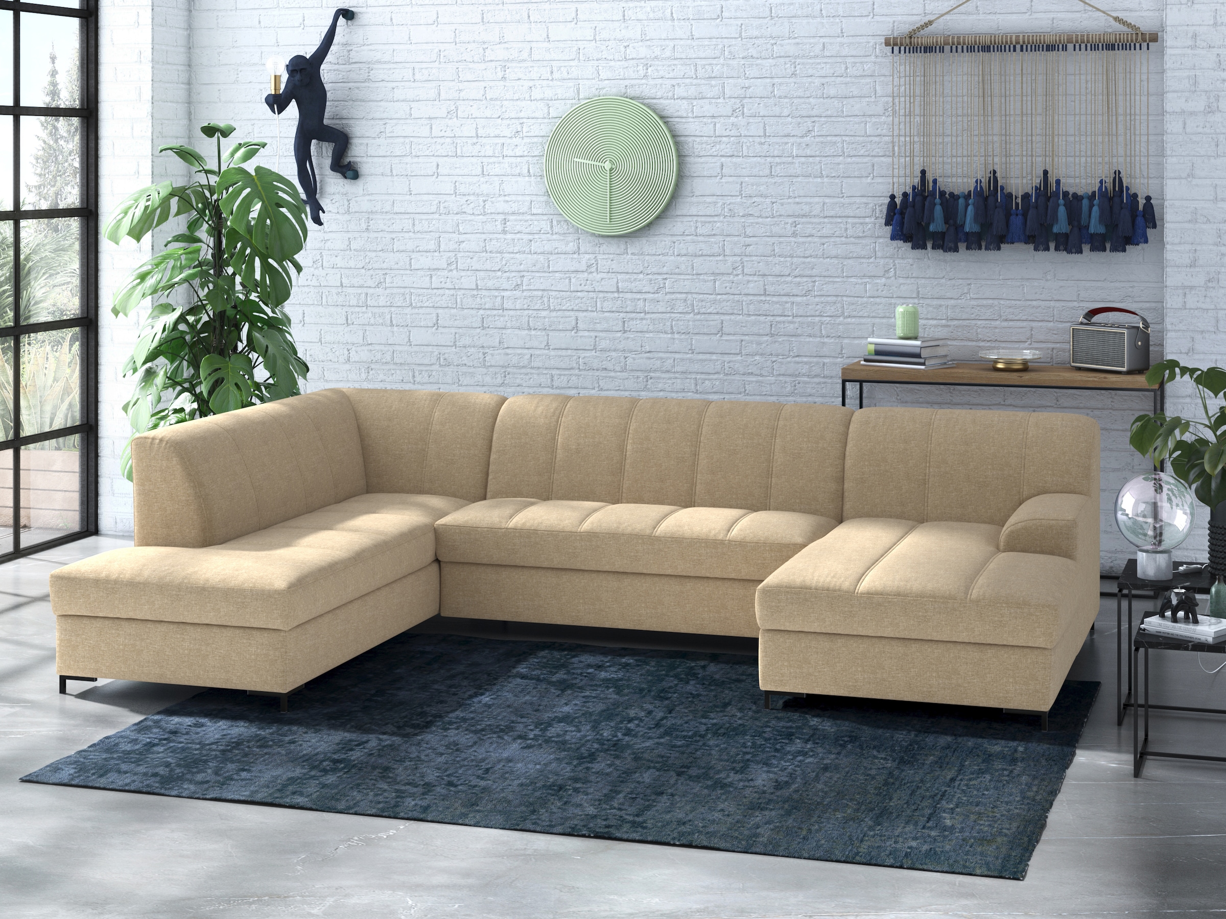 Home affaire Wohnlandschaft »Balme, moderne Formensprache, zeitloses Design, U-Form« Inkl. Zierkissen, wahlweise mit Bettfunktion