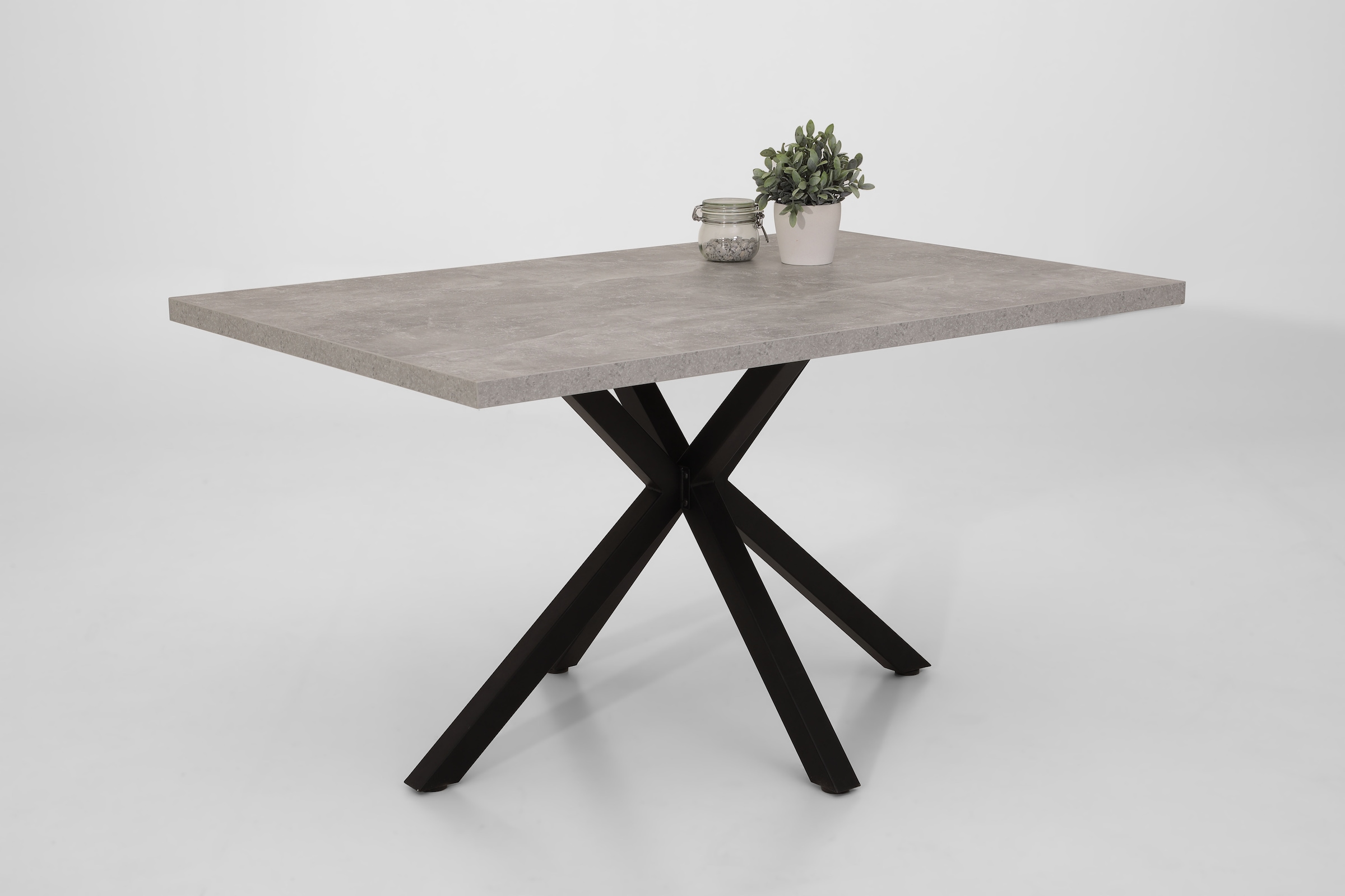 HELA Essgruppe »SPREE« 4 Stk. tlg. Esstisch 140x90 cm mit Dickkante, Microfaserbezug,