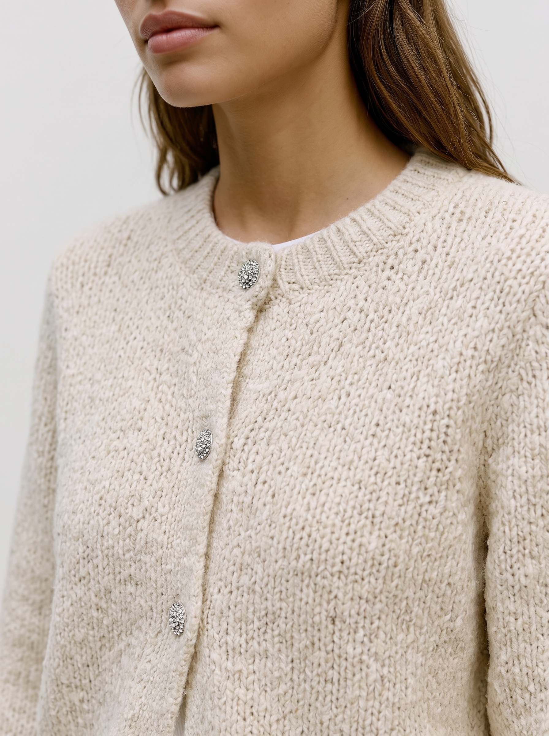 Vero Moda Veste en tricot »VMMAYBE JEWEL LS O-NECK CARDIGAN NOOS« fibre synthétique, coupe ample