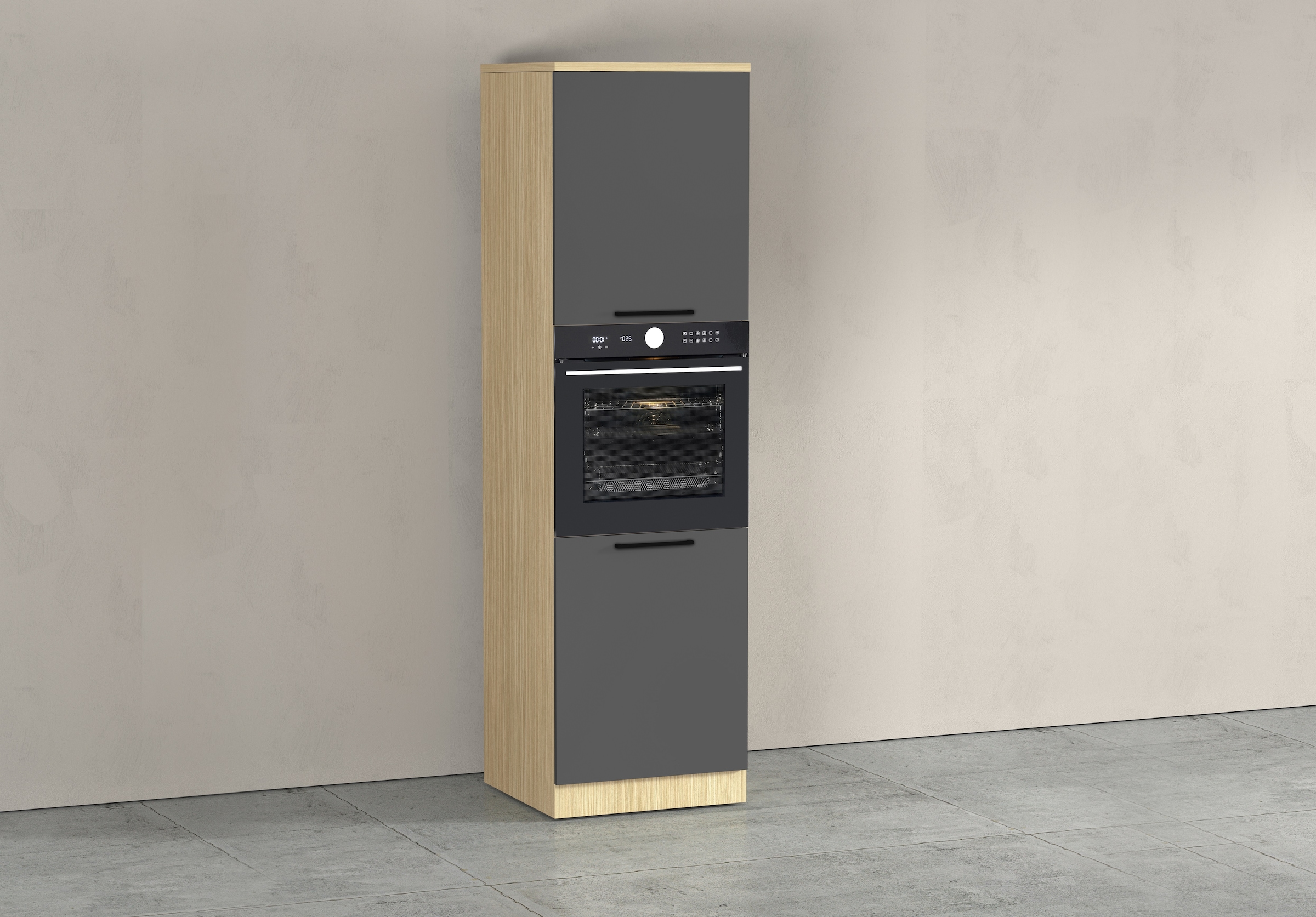 KOCHSTATION Armoire d'encastrement pour four »Luna, Backofenschrank, Backofen-Hochschrank, Made in Italy« B/T/H: 60×60×214,5 cm, Oberplatte mit 25 mm Stärke