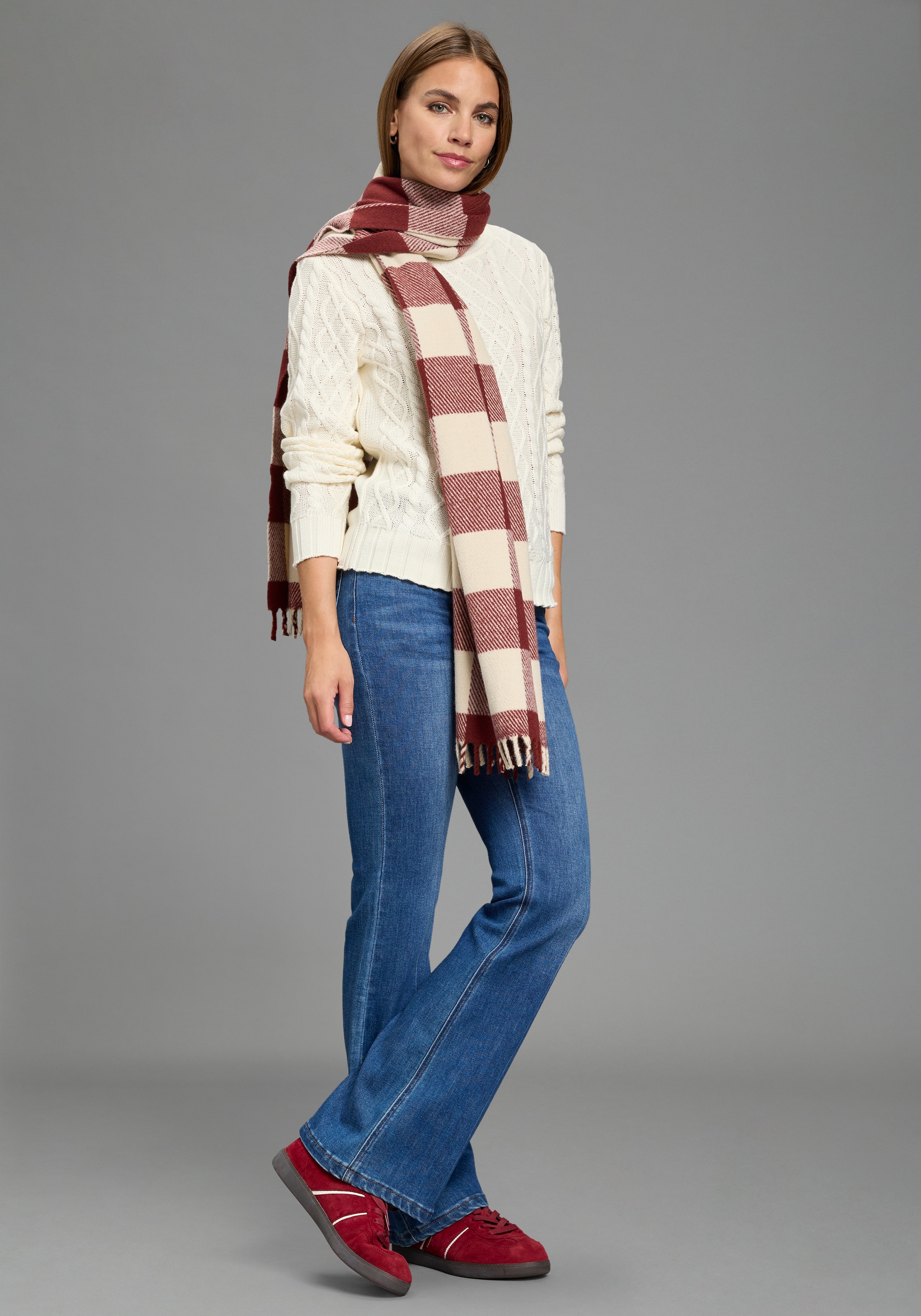 AJC Pull en tricot avec motif torsadé à la mode et col montant