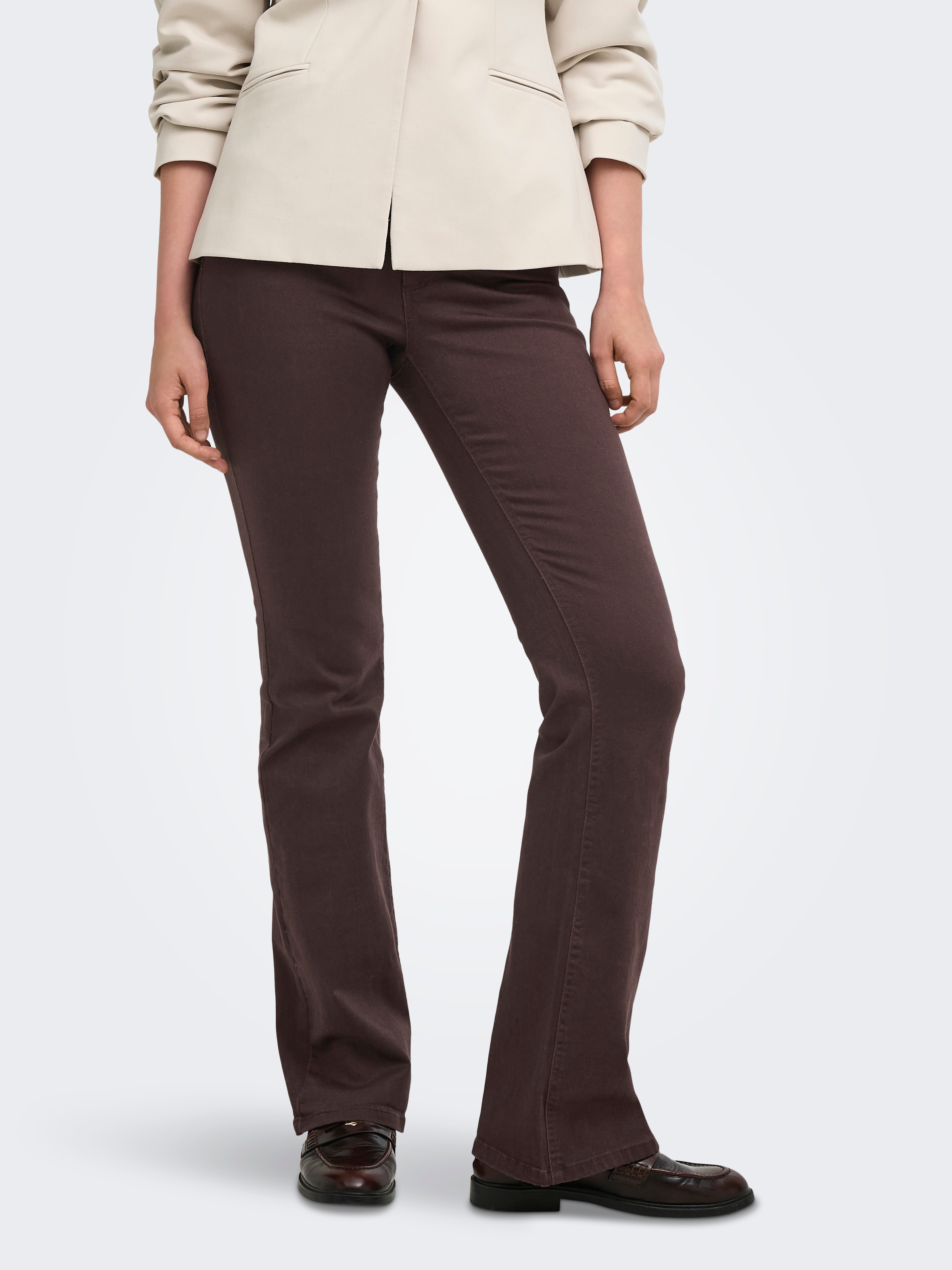 ONLY Pantalon bootcut »ONLBLUSH MID FLARED COLOUR PANT PNT NOOS«  mélange de coton, coupe bootcut