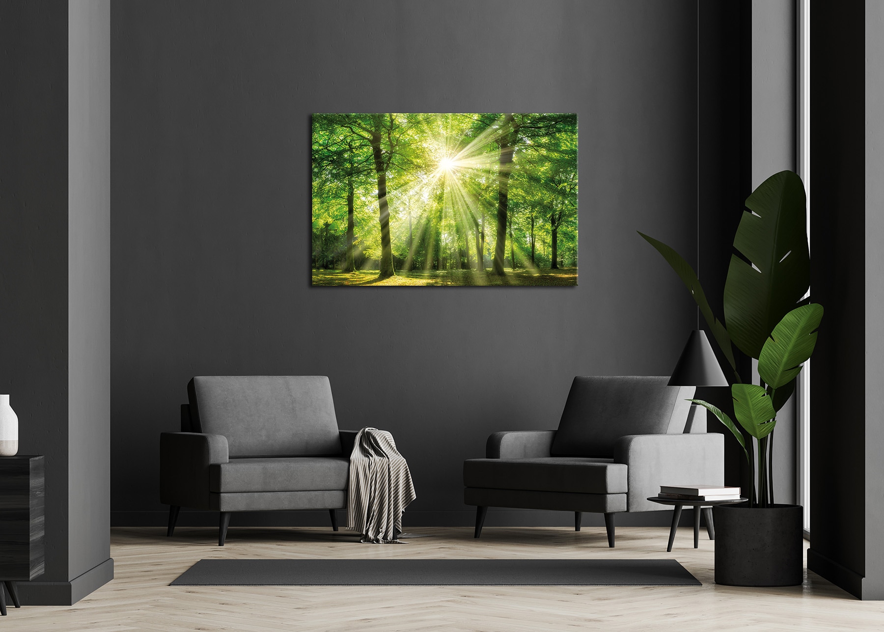 Bönninghoff Tableau sur toile »Wandbild WALD  – Leinwandbild Keilrahmen« Forêt | Nature | Prairies et arbres 1 cuis tlg. tendu sur châssis