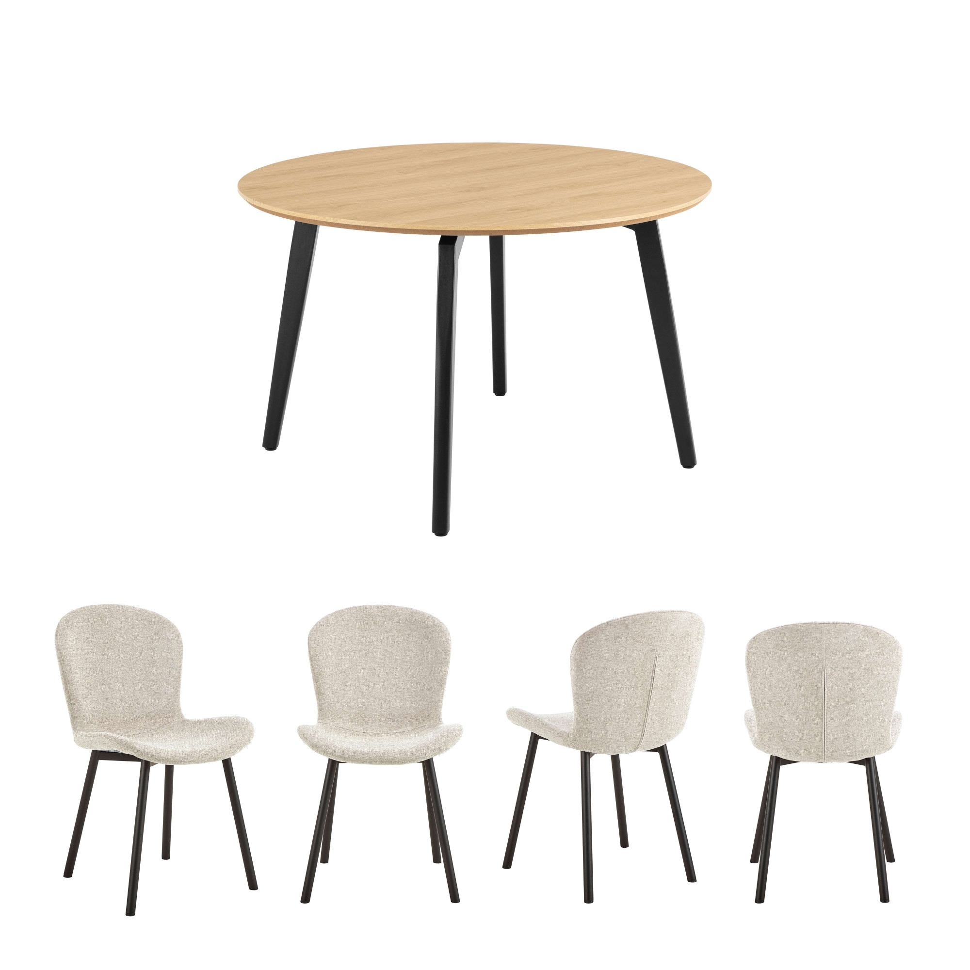 ACTONA GROUP Set de salle à manger »Essgruppe, Speisetisch mit Wohnzimmerstühlen« Ensemble, 1 table + 4 chaises, 5 cuis tlg.