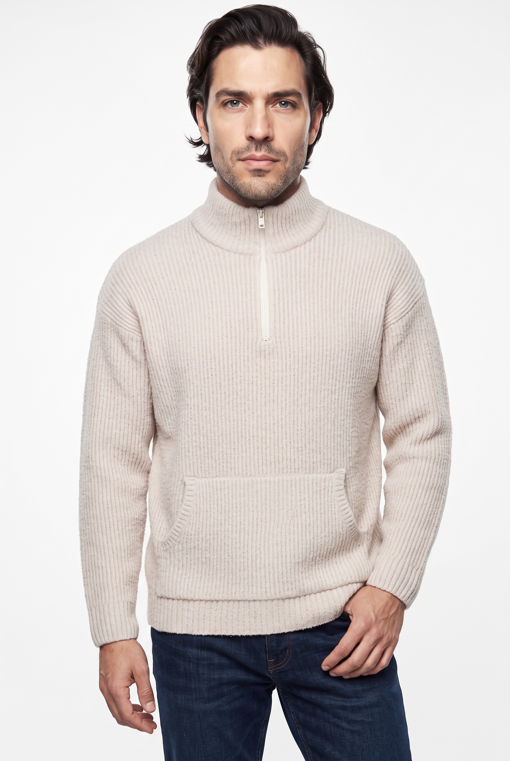 LINDBERGH Strickpullover mit Zipper-Kragen und Strick-Struktur