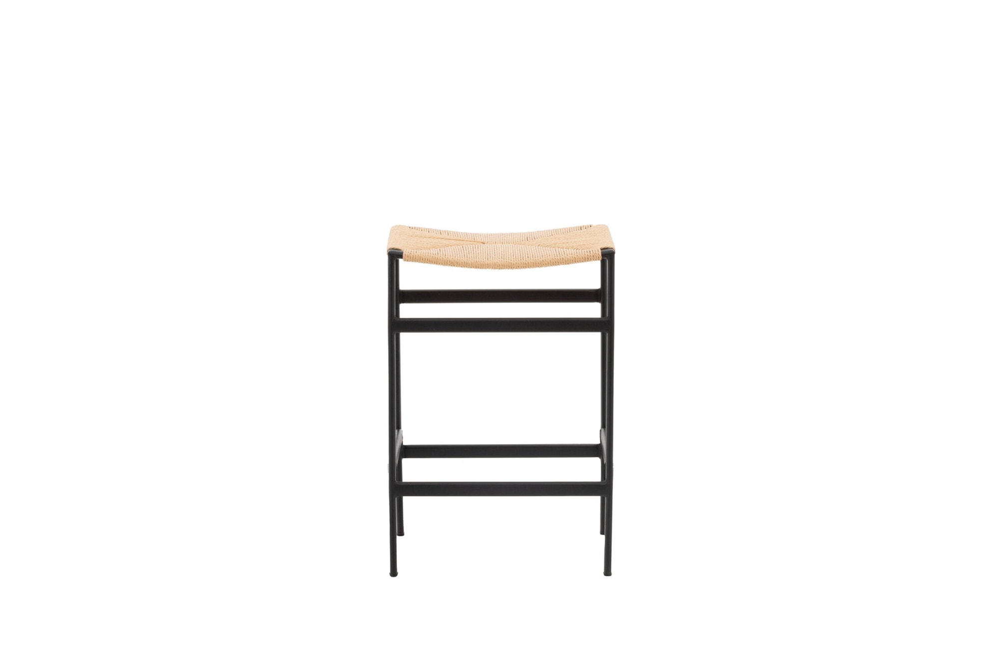 Venture Home Tabouret de bar »Polly, 2er-Set Barhocker mit Seil-Sitz, Stahlbeine, 120 kg« Ensemble, 2 cuis tlg. tabouret de bar, tresser, bois de caoutchouc, cadre en acier, bohème
