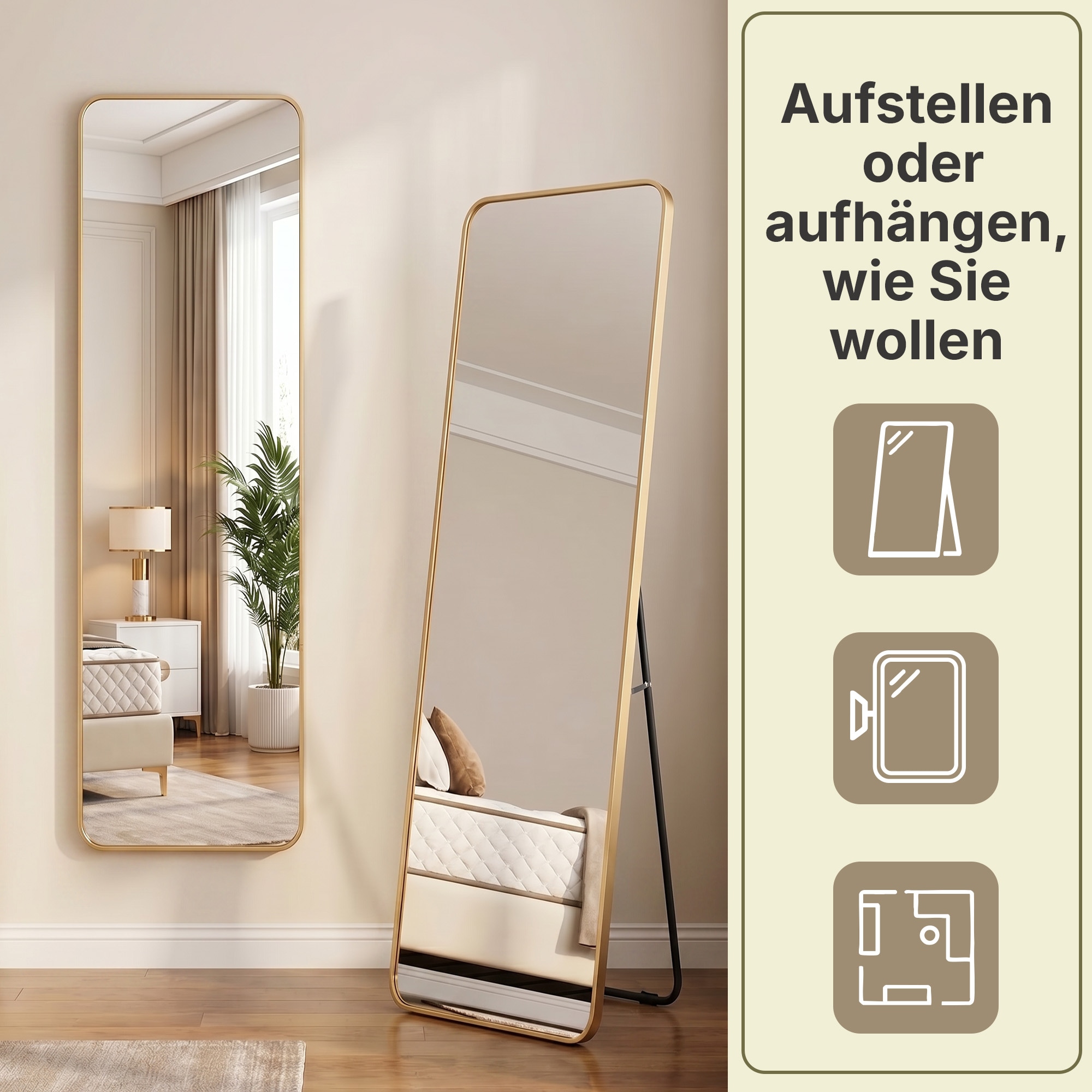 GOODproduct Miroir »Standspiegel Addrik, wahlweise in 2 Grössen 150x40cm oder 160x50cm« miroir corps entier avec verre de sécurité, en différentes couleurs
