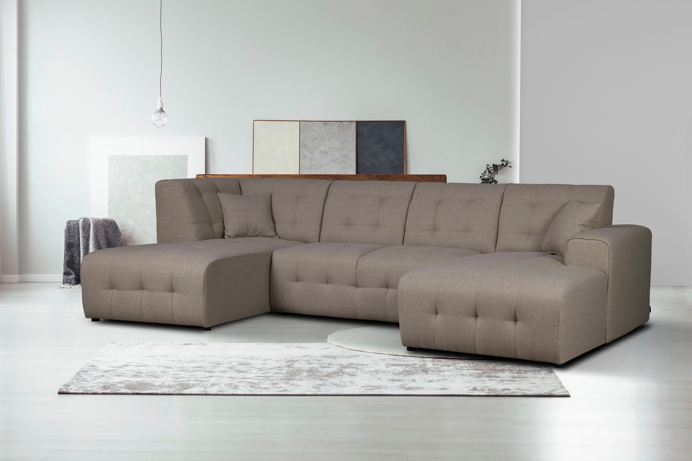 Home affaire Wohnlandschaft »Nosia U-Form« incl. 2 Zierkissen, mit feiner Steppung