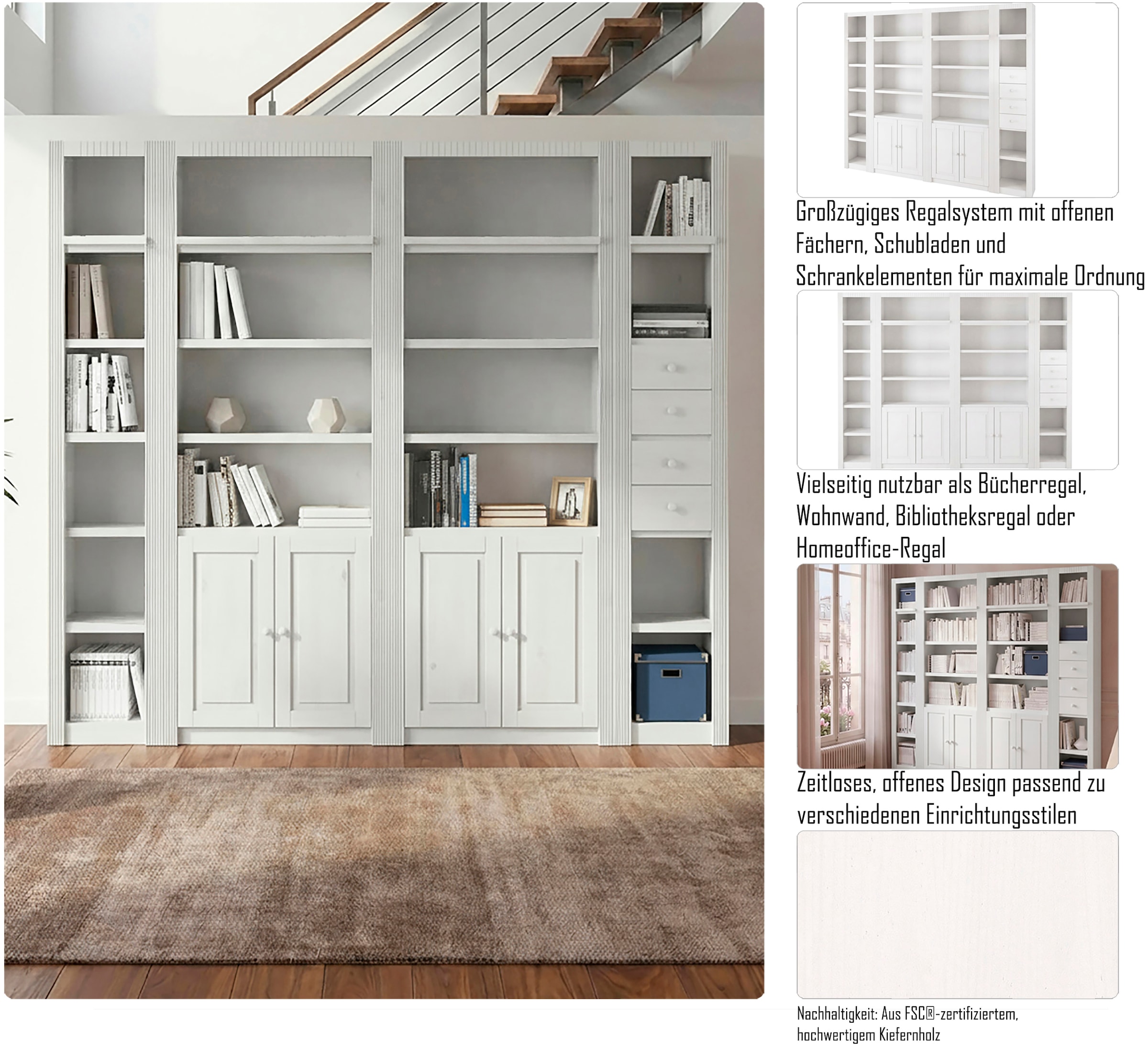 GOODproduct Étagère de séparation »Bergen« (8 pièces) largeur 255 cm