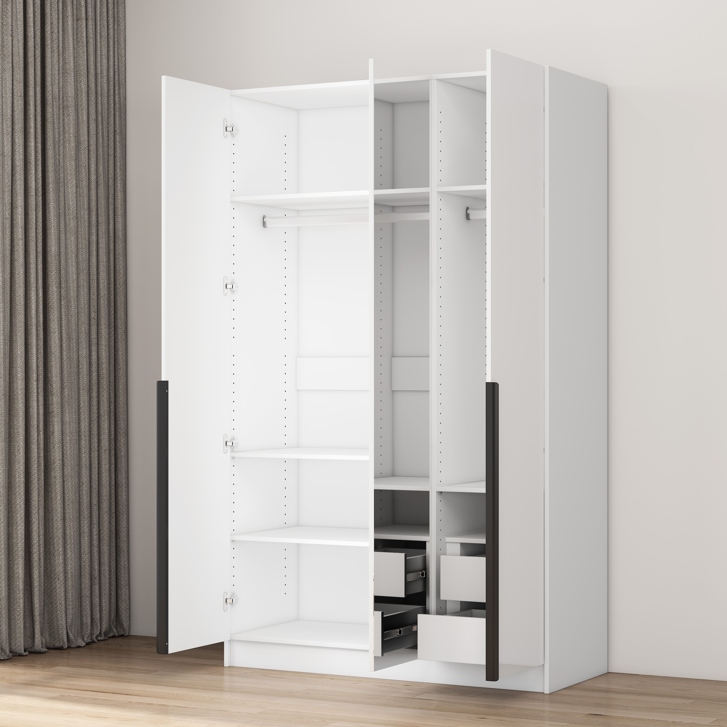 GOODproduct Kleiderschrank »Annor Schlafzimmerschrank Breite 122cm hochglanz Schrank Garderobe« Drehtürenschrank mit perfekter Innenausstattung - elegante Türgriffe