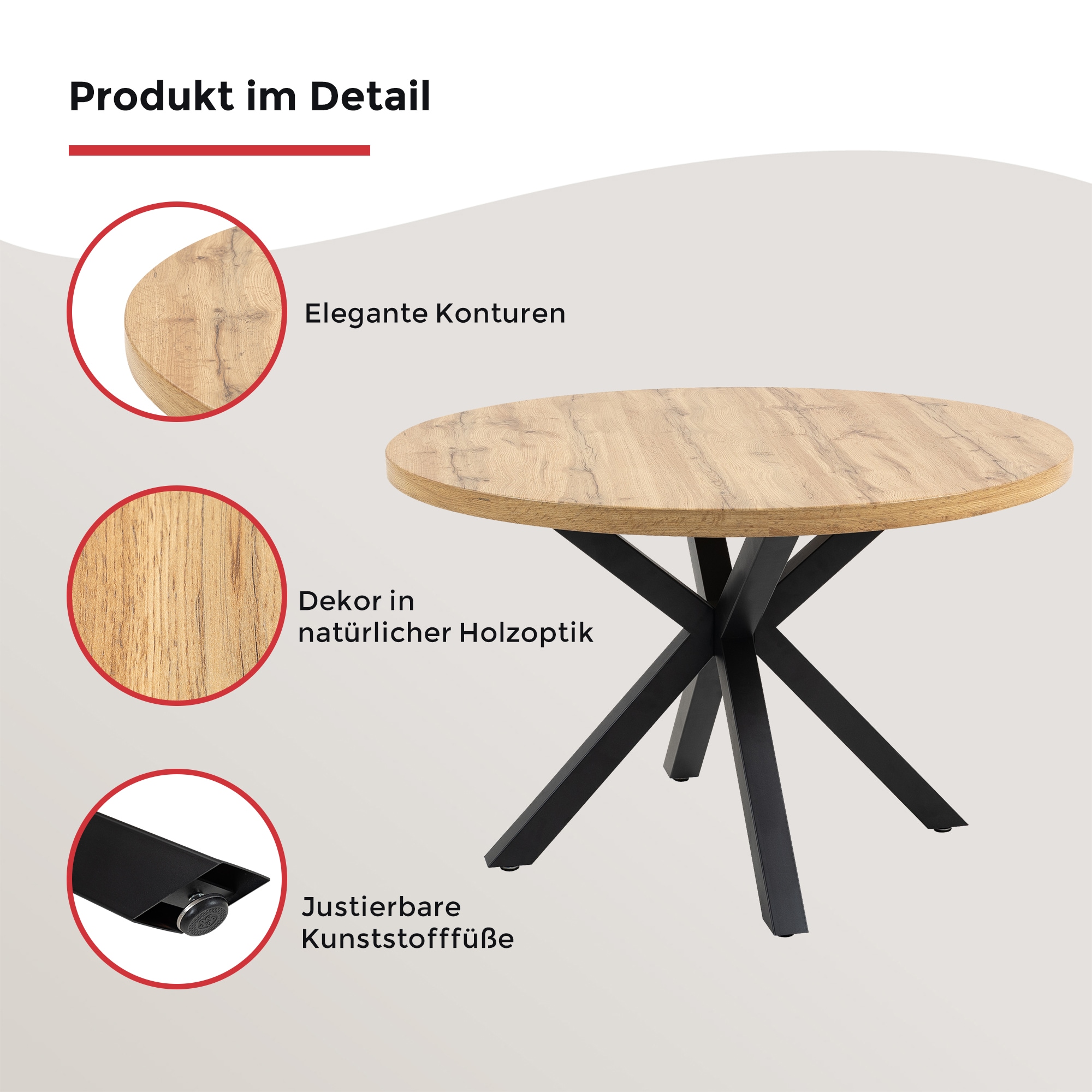 Duo Collection Esstisch »Damira Tisch rund« Massives Metallgestell, Belastbarkeit bis 100 kg