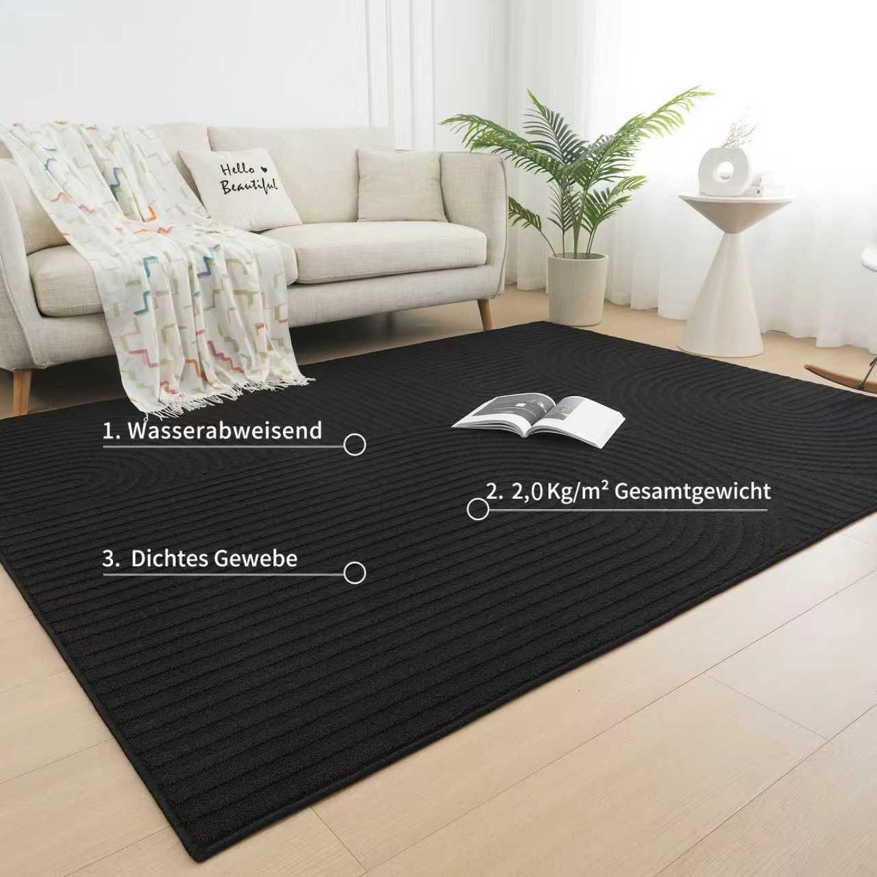 my home Tapis »Jola Hoch-Tief-Design, Scandi-Look, Zen« Rectangulaire 10 mm Höhe Boho, Modern, 3D, Wohnzimmer, Schlafzimmer, wasserabweisend