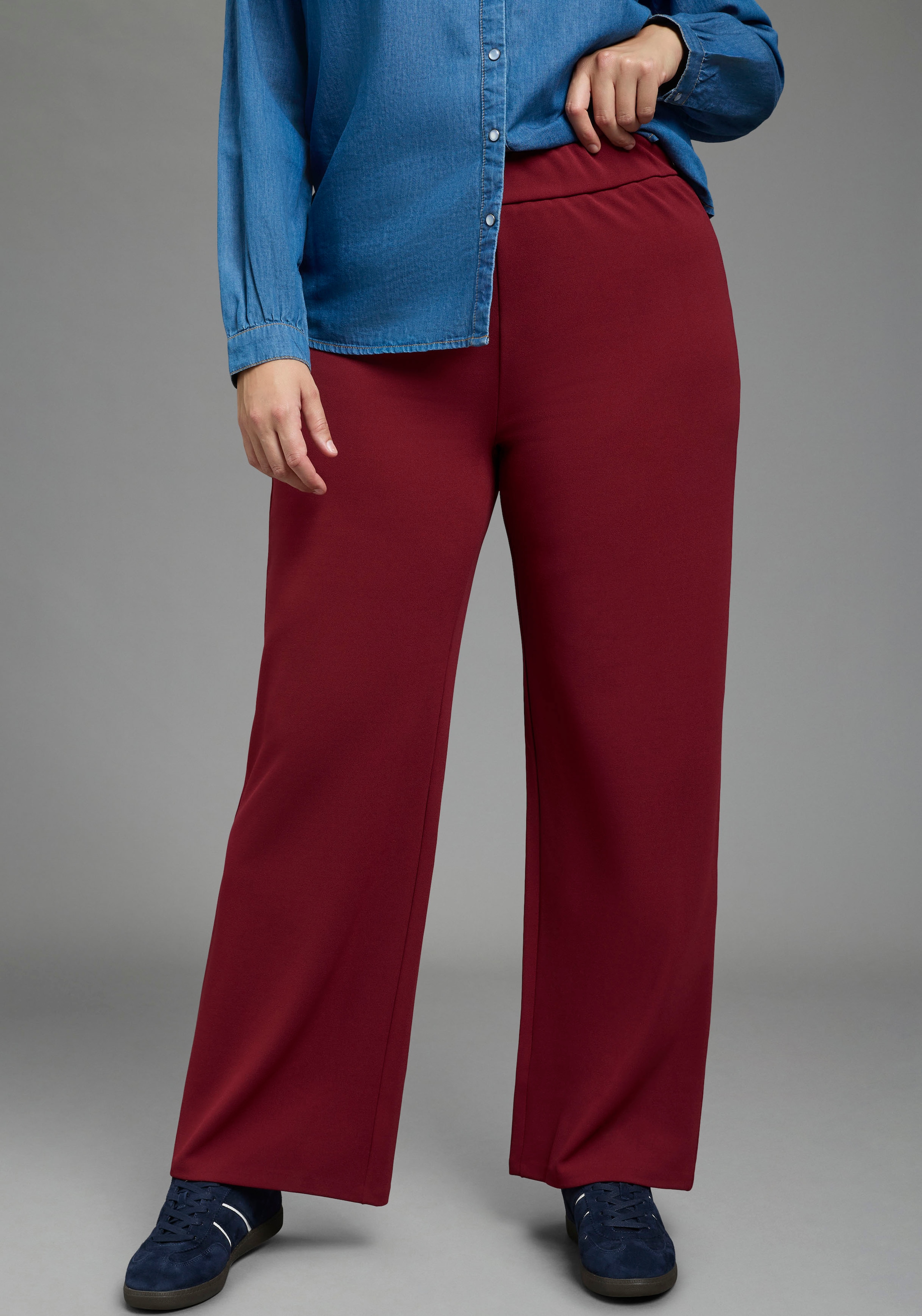 Laura Scott CURVE Pantalon à enfiler »Grosse Grössen«  en tissu stable et élastique avec jambe large