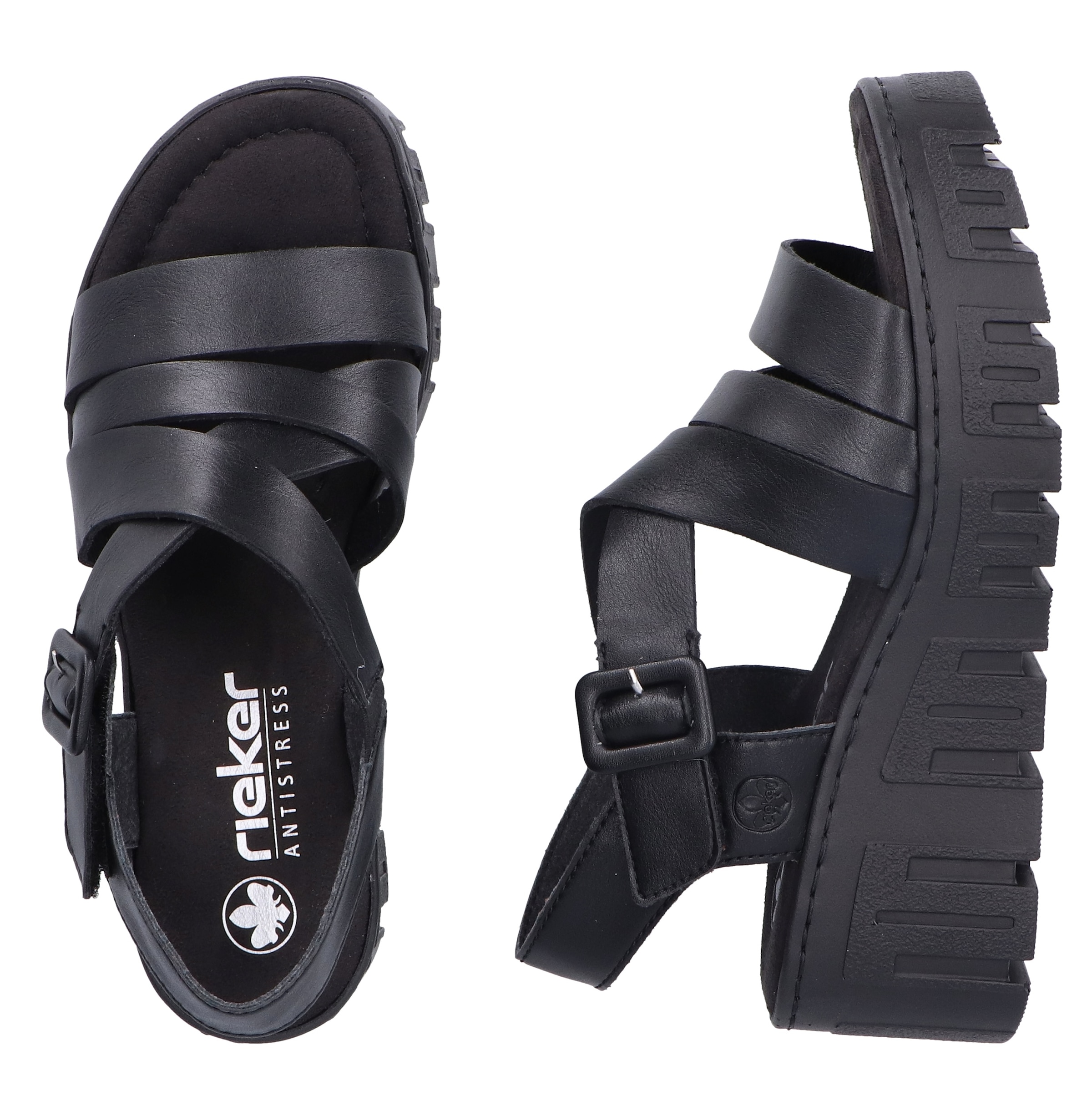 Rieker Sandales à plateforme  chaussure d’été, sandalette compensée avec fermeture velcro