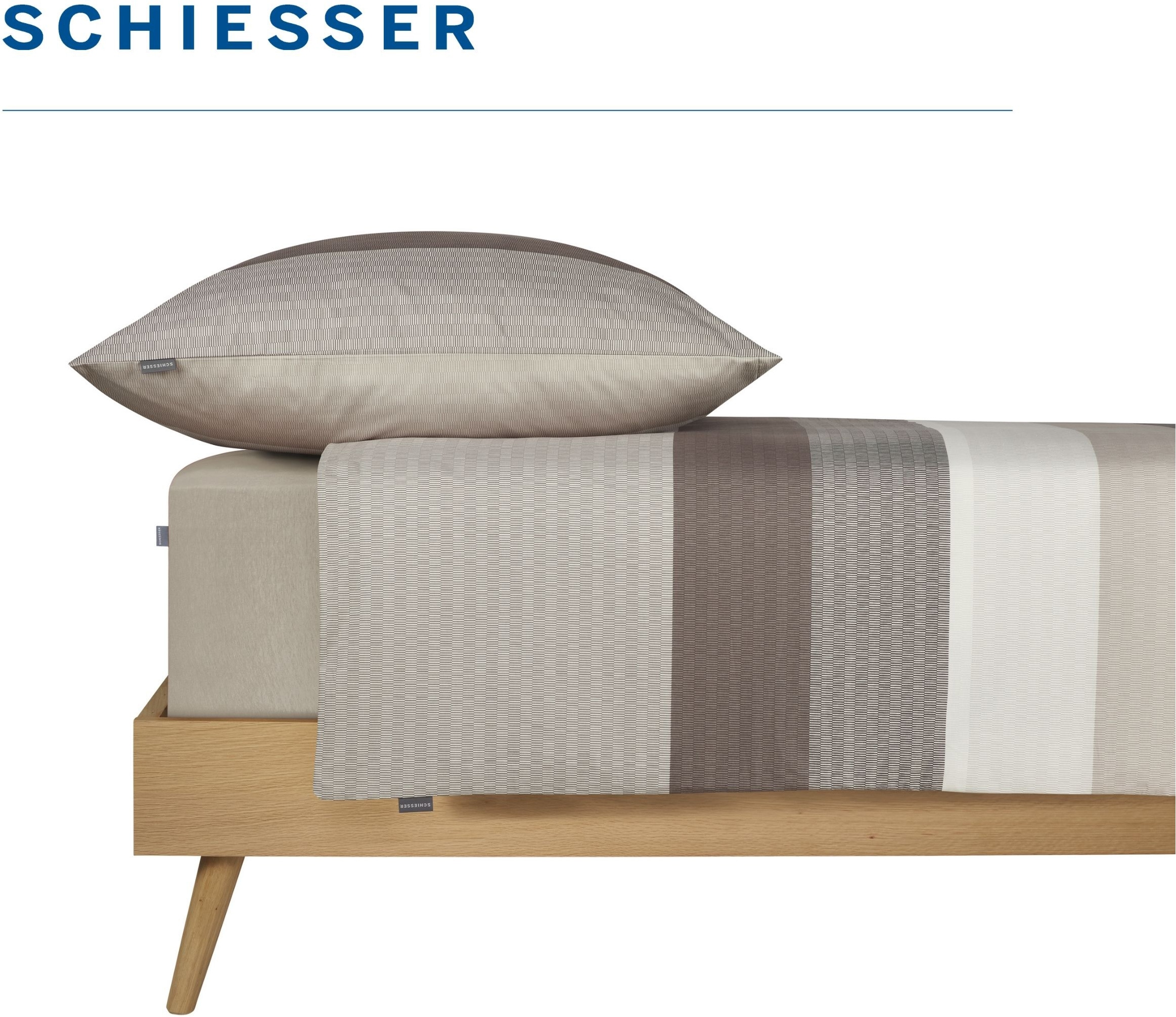 Schiesser Linge de lit »Endy Stripes aus weicher Baumwolle mit grossen und kleinen Streifen« 2 cuis Made in Green