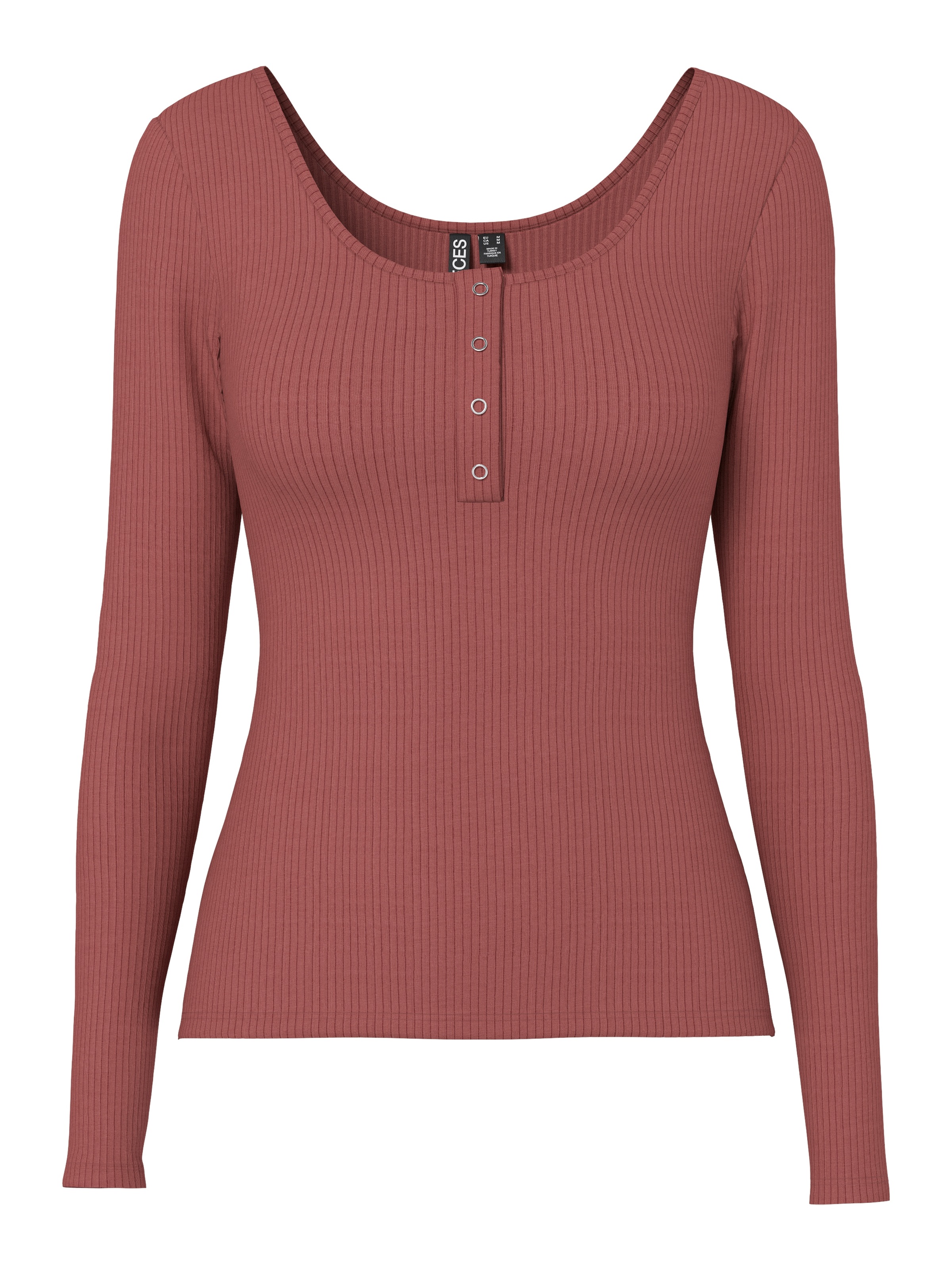 pieces Langarmshirt »PCKITTE LS TOP NOOS BC« Baumwollmischung, slim fit