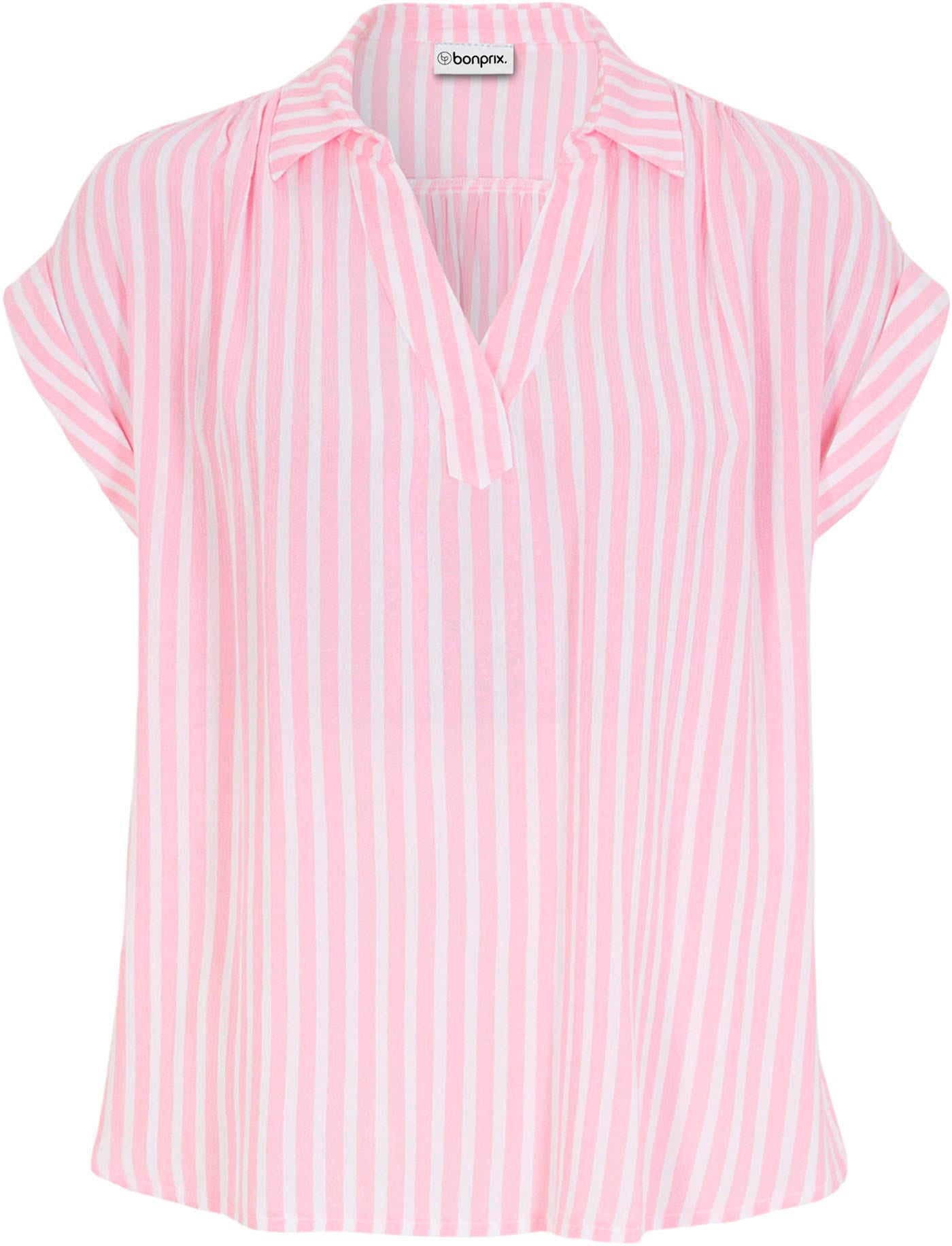 bonprix Blouse à manches courtes »Kurzarmbluse aus fliessender Viskose« Loose Fit, für einen luftigen Look, aus Viskose, gestreift