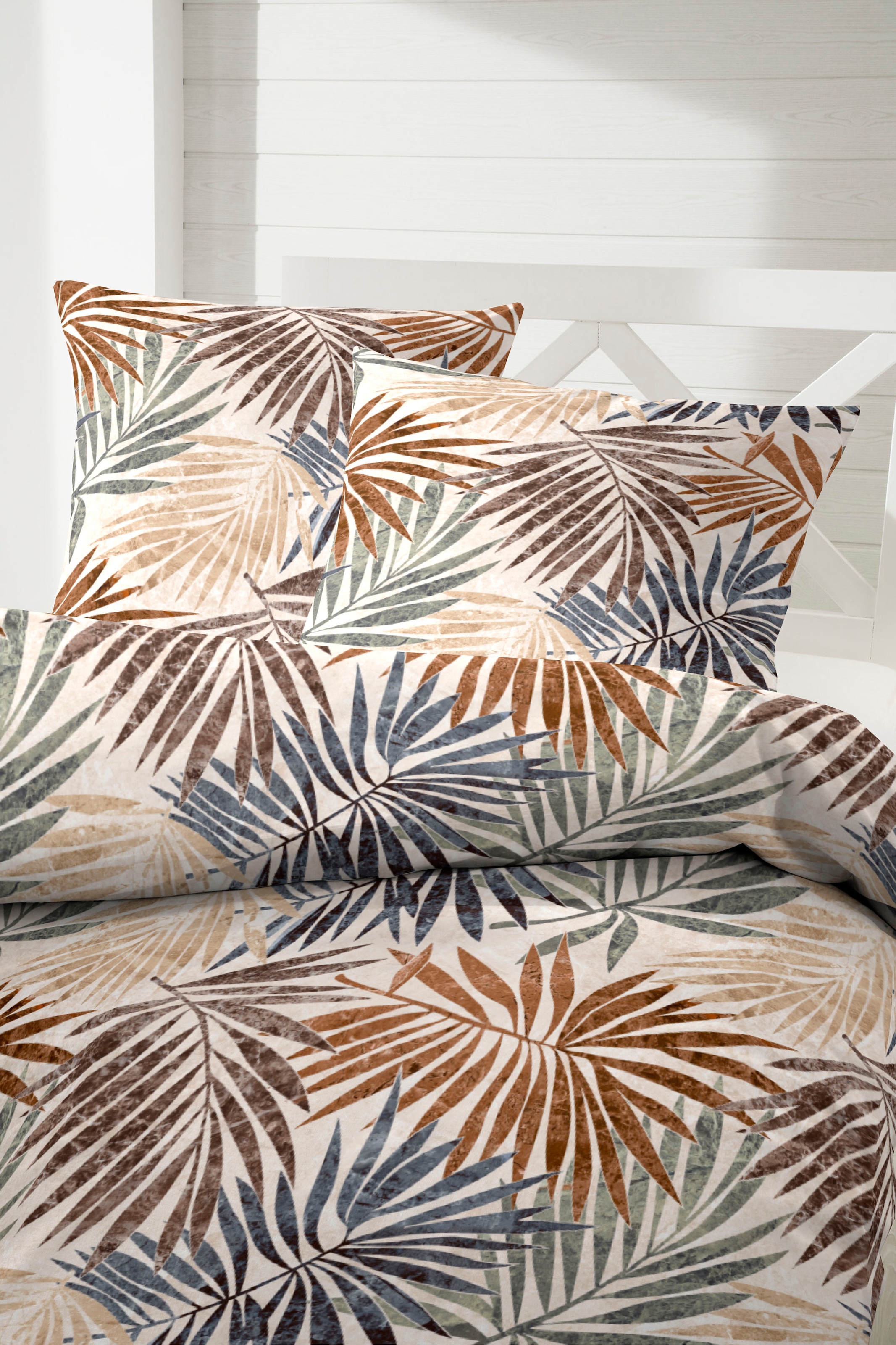 Primera Linge de lit »Mako-Satin Bettwäsche Palmeral« 2 cuis avec feuilles de palmier apaisantes