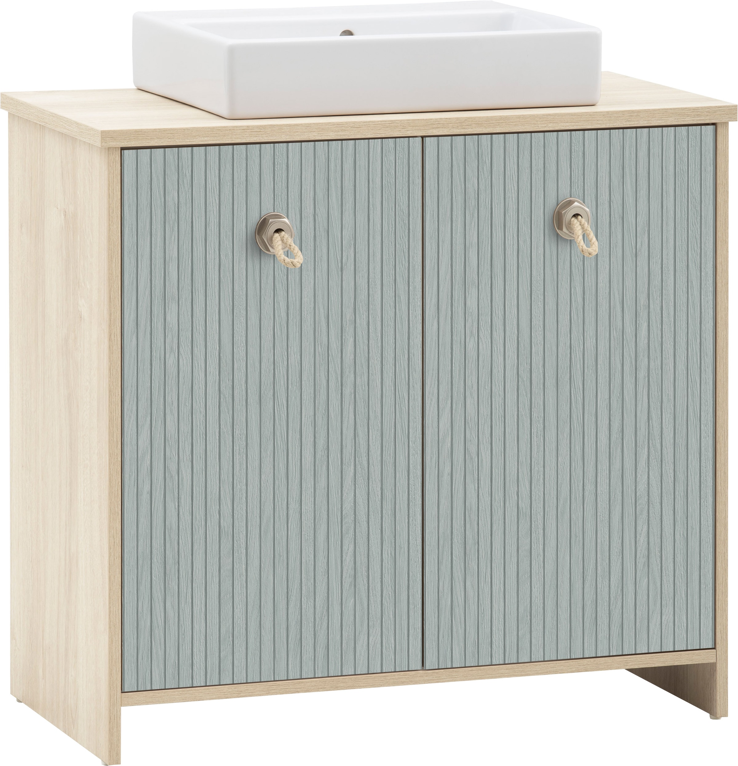 Schildmeyer Waschtisch »SONDERBY, 2 Türen, Breite 83,2 cm, MADE IN GERMANY« 2 Stk. tlg. Seilgriffe im maritimen Look, MADE IN GERMANY