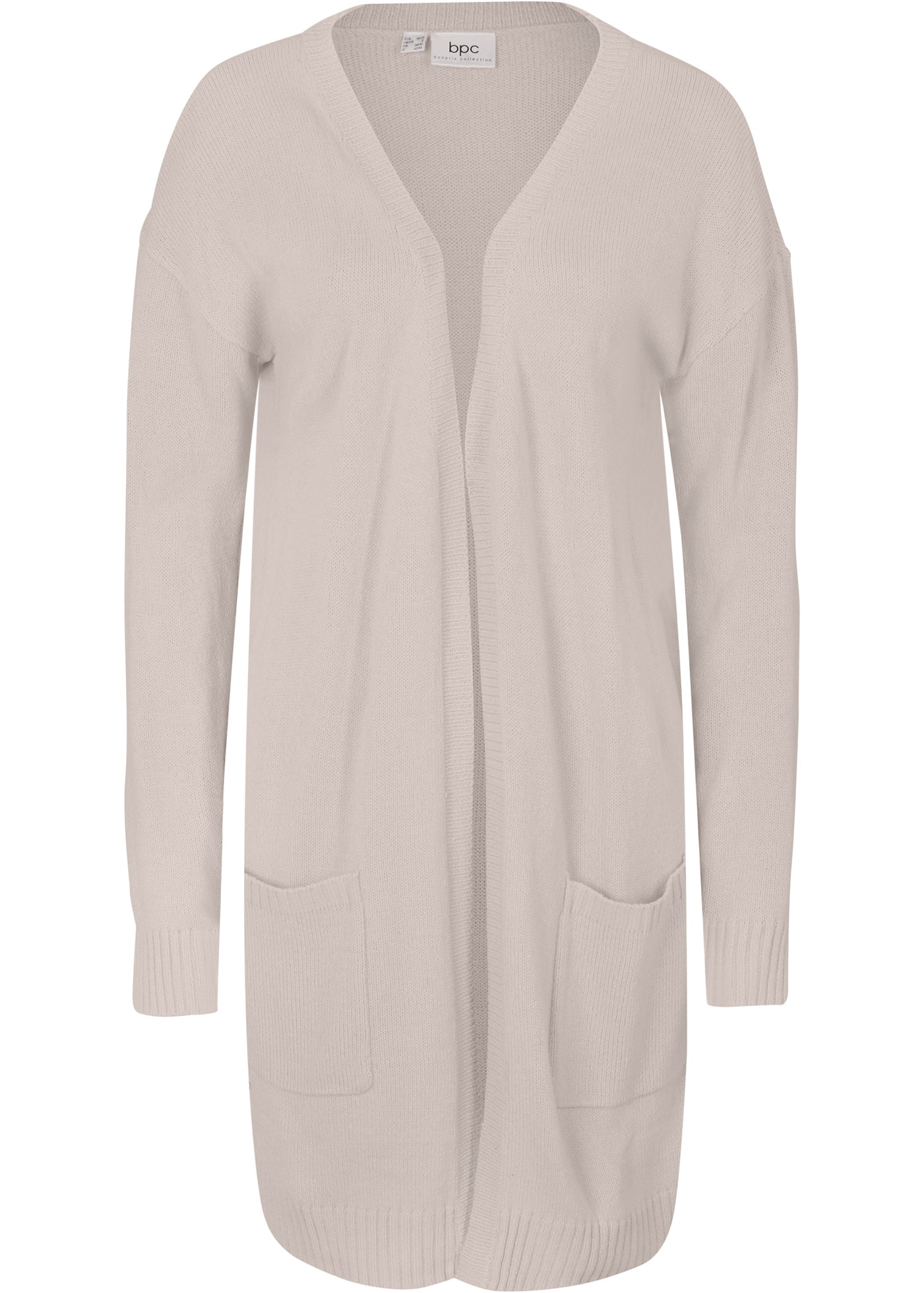 bonprix Cardigan long ohne Verschluss und mit zwei aufgesetzten Taschen