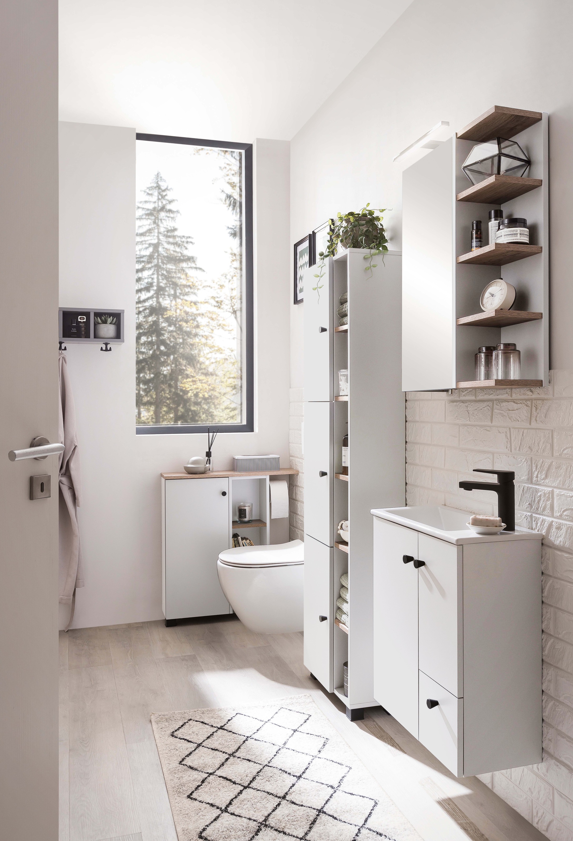 welltime Table de lavage »Lugo, Breite 50 cm« Keramikbecken, Griffe aus Metall