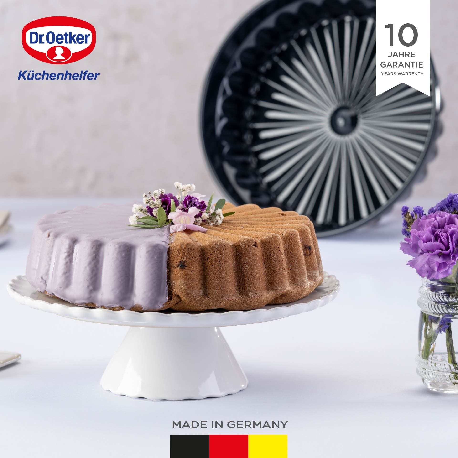 Dr. Oetker Küchenhelfer Moule à pâtisserie »Charlottenform Back-Liebe Emaille, Ø 28 cm, ozeanblau« Emaille-Versiegelung, schnitt- und kratzfest, spülmaschinengeeignet