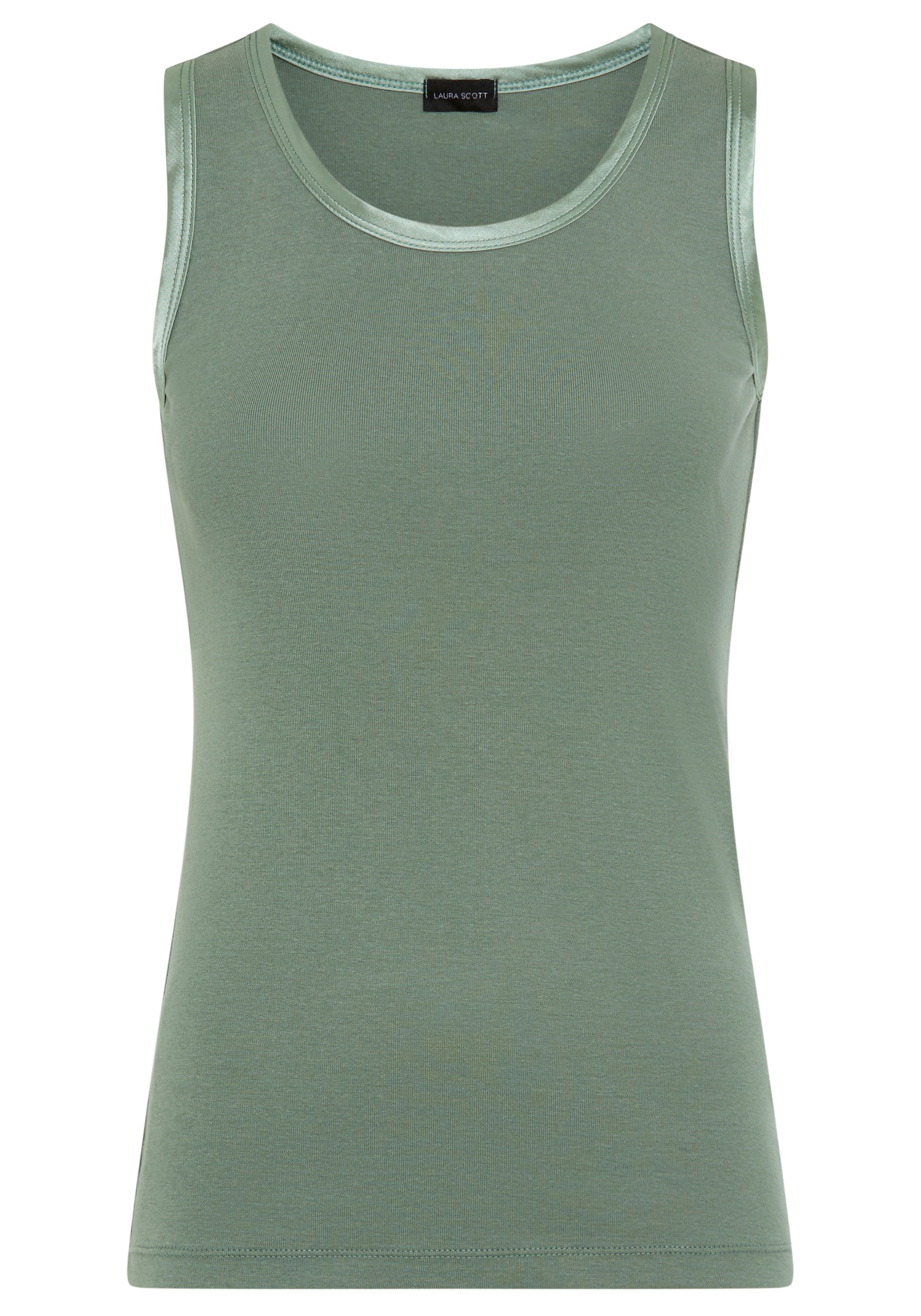 Laura Scott Tanktop mit Satin-Kante, figurnah, ärmellos, aus Baumwolle