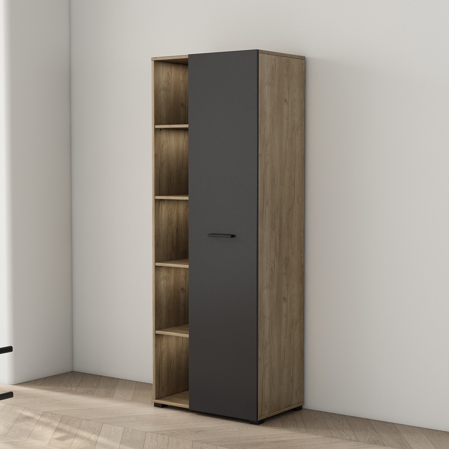 GOODproduct Aktenschrank »Moid, moderner Mehrzweckschrank,« Masse: 64,5x41,5x175 cm, 5 Fächer mit viel Stauraum