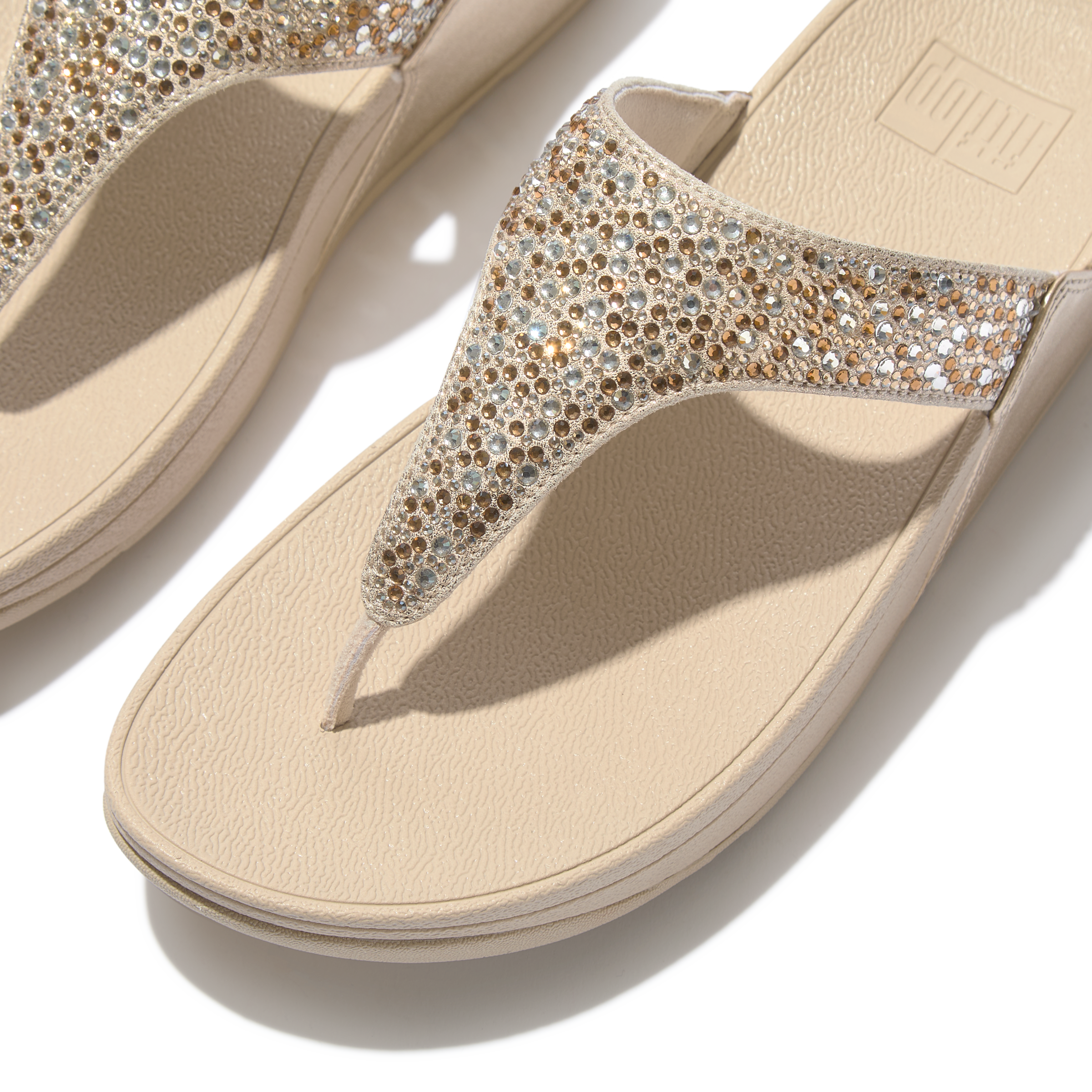 Fitflop Séparateur d'orteils »LULU CRYSTAL-MIX METALLIC TOE-POST SANDALS«  Compensé, chaussure plateforme, Dianette avec strass multicolores