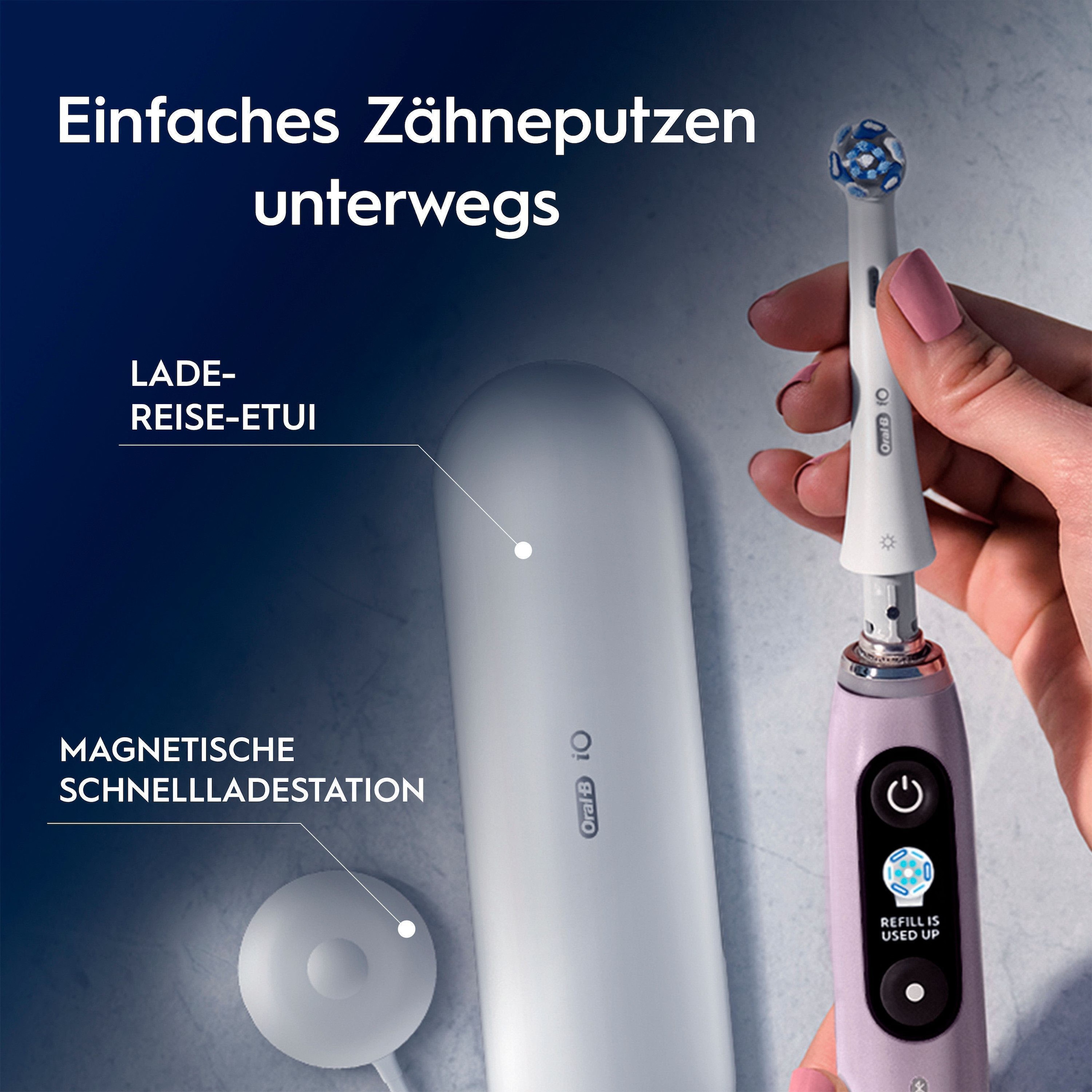 Oral-B Brosse à dents électrique »Oral-B iO Series 9« 2 cuis Aufsteckbürsten 7 modes de brossage pour soins dentaires, analyse 3D, écran couleur & étui de voyage avec charge