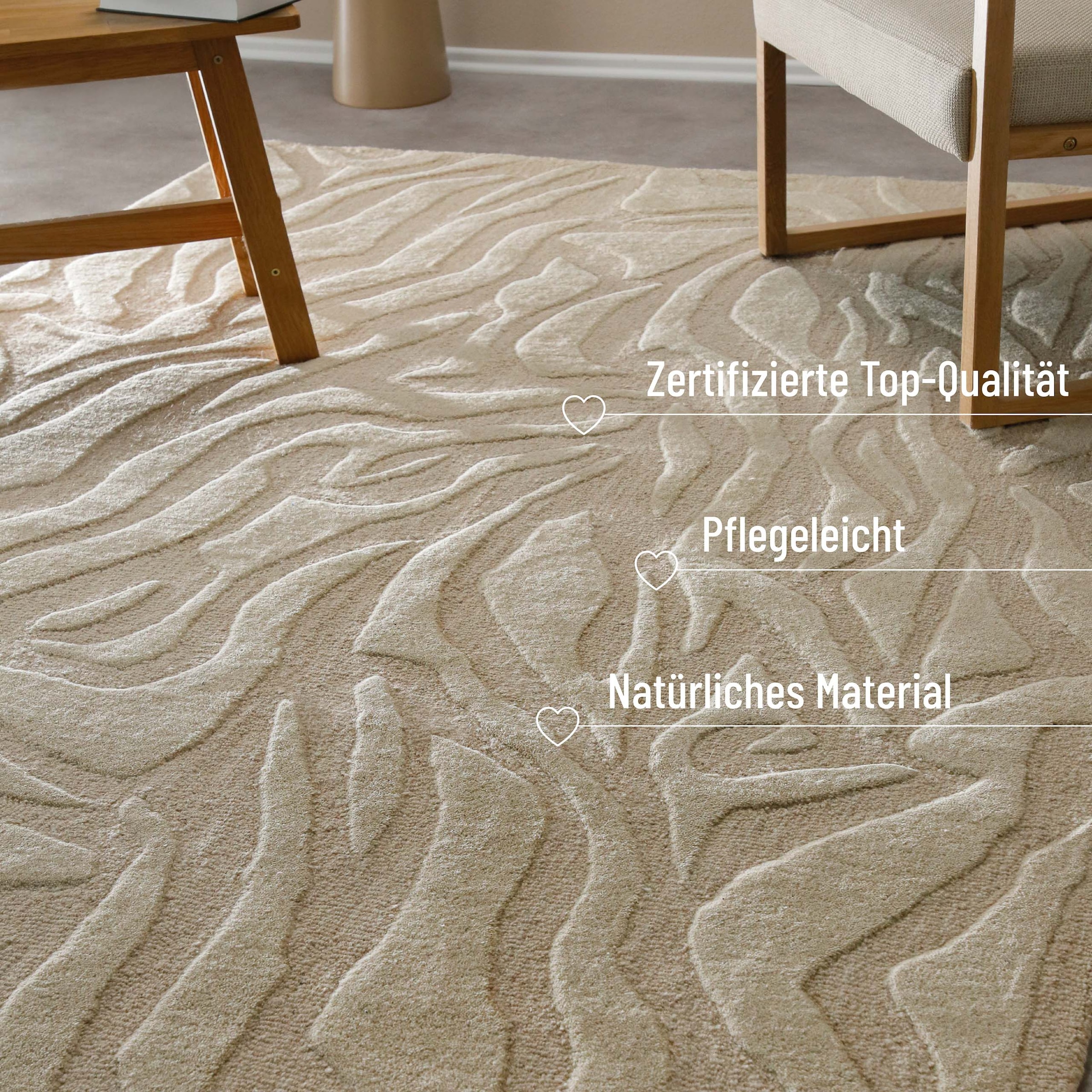 Wecon home Tapis »Lior« Rectangulaire 10 mm Höhe Wollteppich, abstrakt, hochwertig, handgetuftet, robust, modern