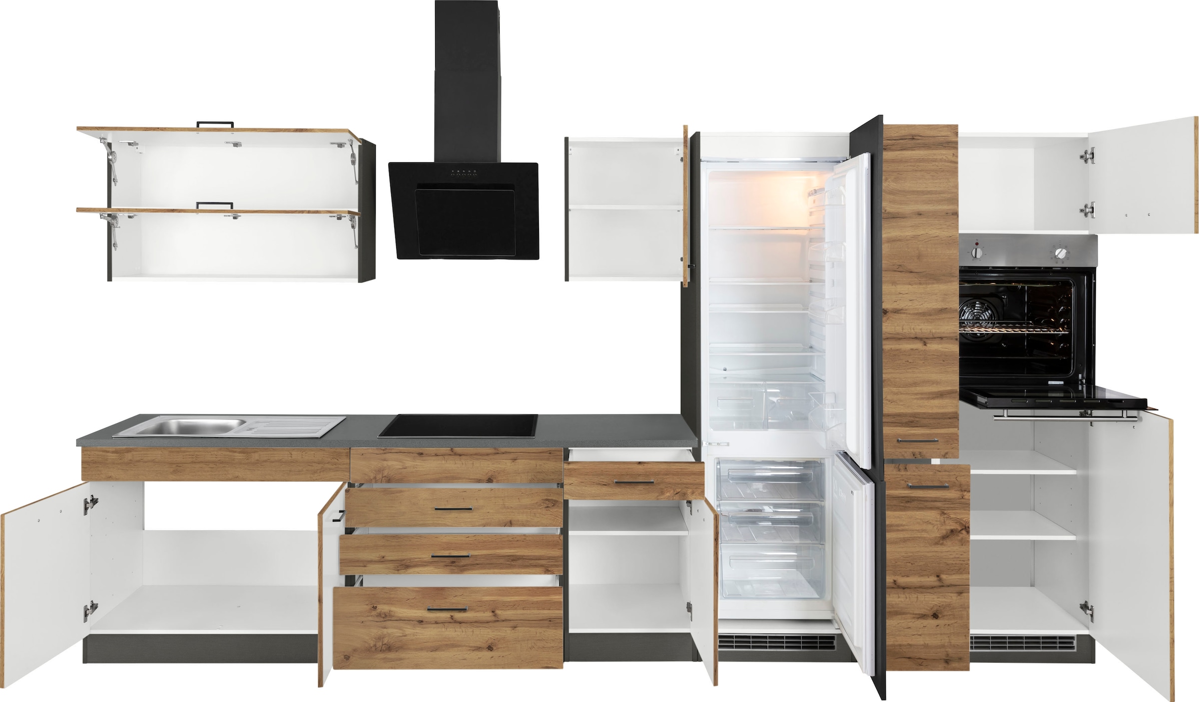 KOCHSTATION Kitchenette »KS-Trier« sans appareils électriques, largeur 380 cm