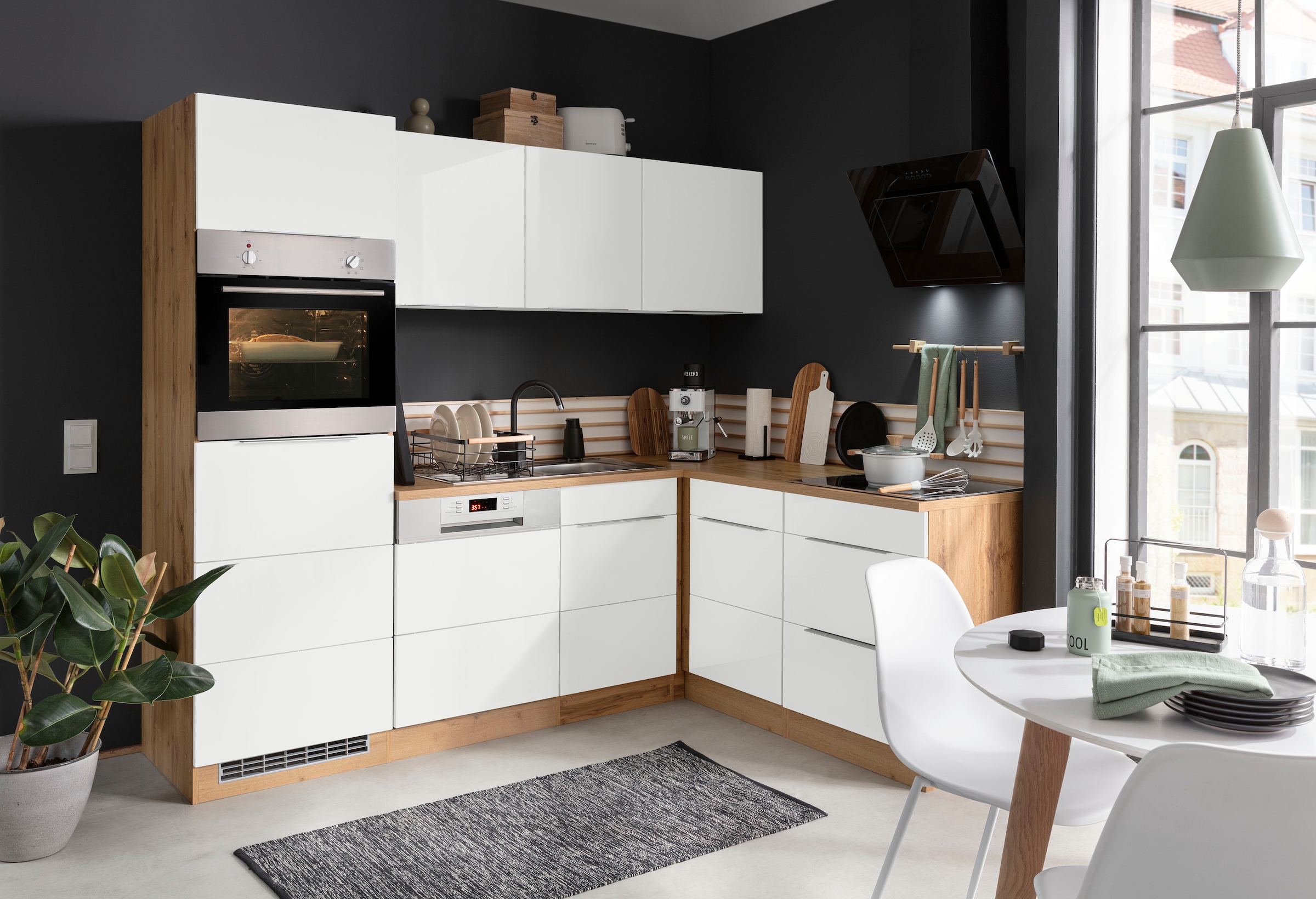 KOCHSTATION Winkelküche »KS-Brindisi Stellbreite 230/170 cm« wahlweise mit E-Geräten und Induktion, mit MDF-Fronten